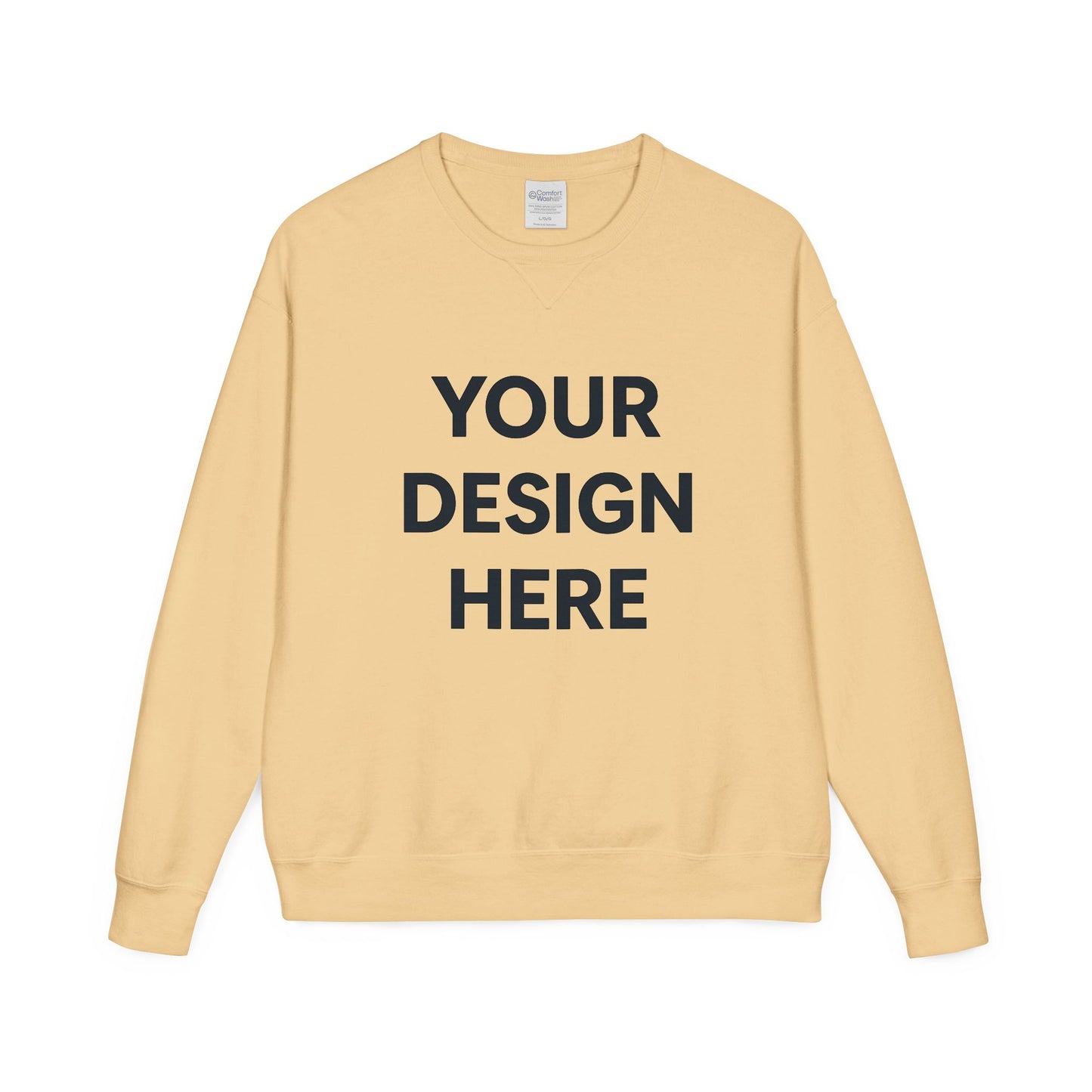 Custom Hanes GDH400 ComfortWash Crewneck Sweatshirt Personalized Garment-Dyed Fleece Pullover Vintage Soft Cotton Blend Custom Logo, Text, or Design