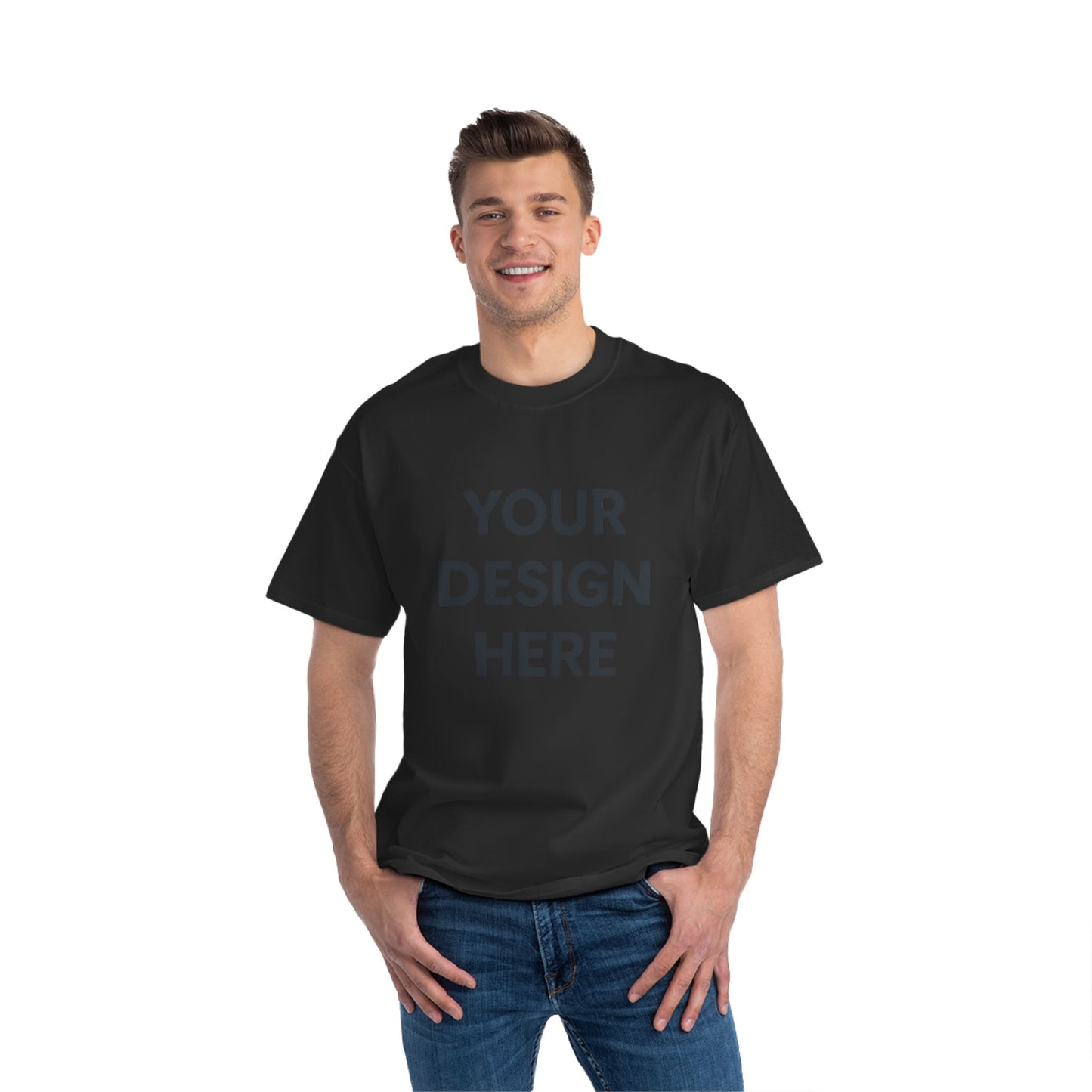Custom Hanes 5180 Beefy-T Shirt Personalized Heavyweight Cotton Tee Premium Short Sleeve T-Shirt with Custom Logo, Text, or Design
