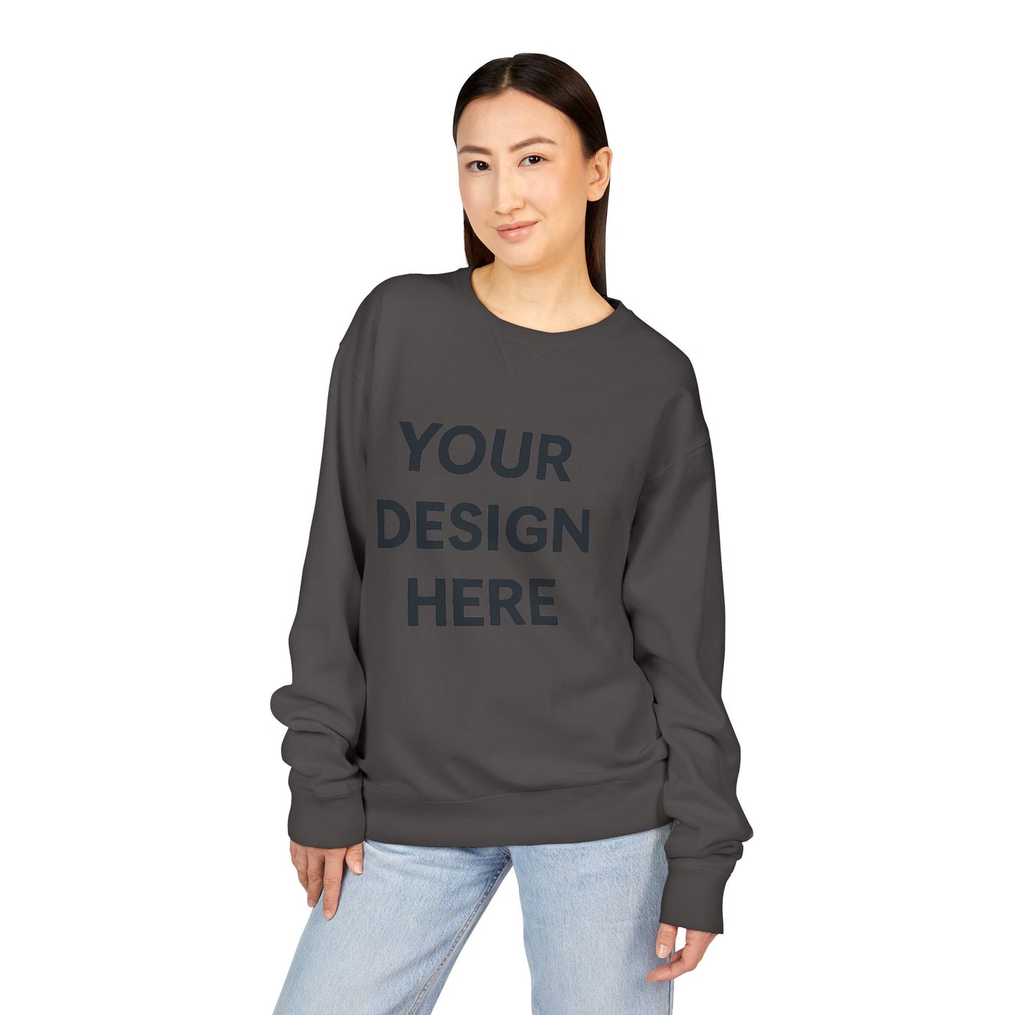 Custom Hanes GDH400 ComfortWash Crewneck Sweatshirt Personalized Garment-Dyed Fleece Pullover Vintage Soft Cotton Blend Custom Logo, Text, or Design