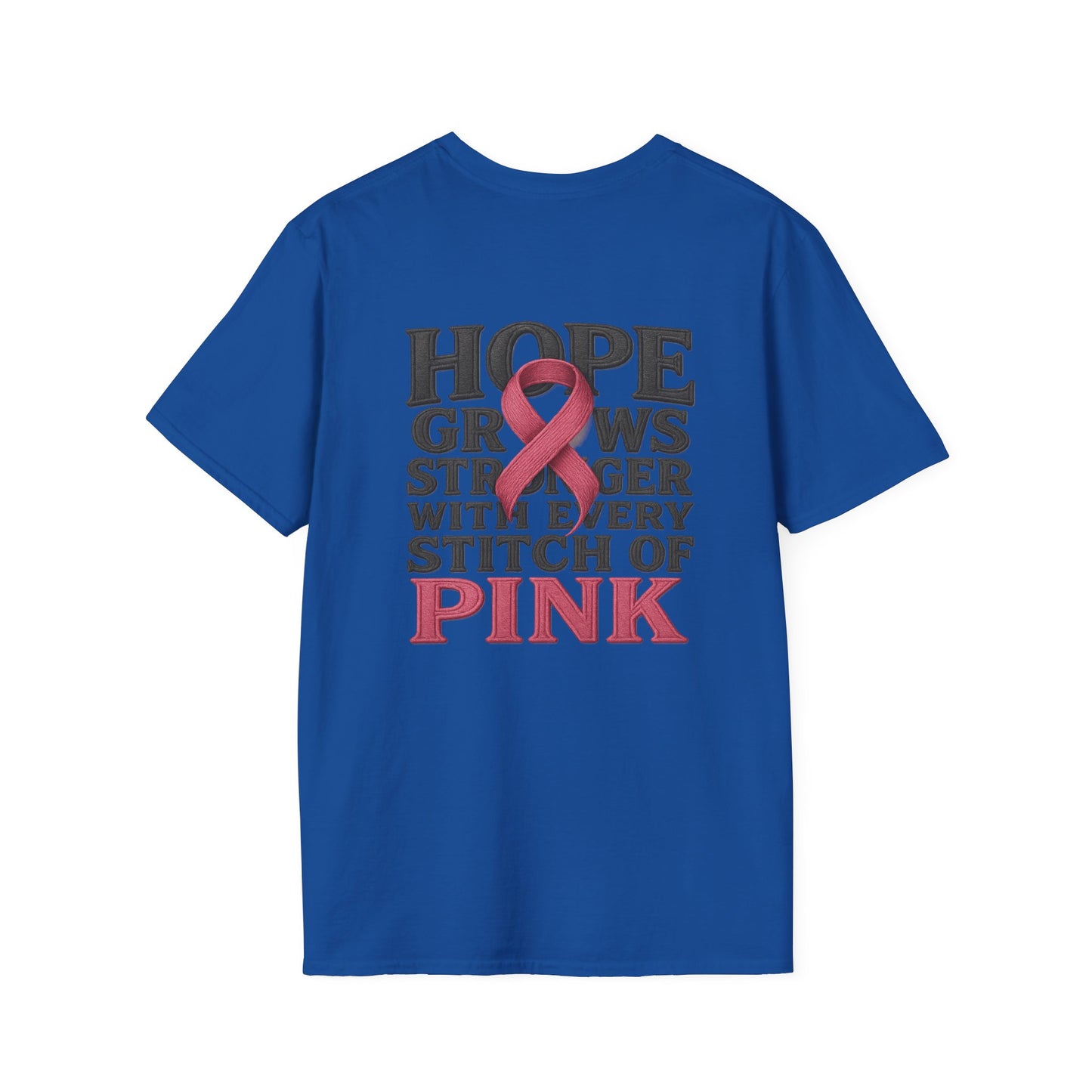 Hope Grows Stronger Unisex Softstyle T-Shirt, Breast Cancer Awareness Tee, Inspirational Shirt, Supportive Gift, Family and Friends
