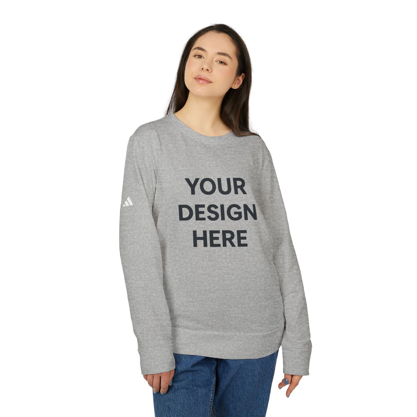 Custom Adidas Fleece Crewneck Sweatshirt Personalized Performance Pullover Soft Midweight Cotton-Poly Blend Custom Logo or Embroidery