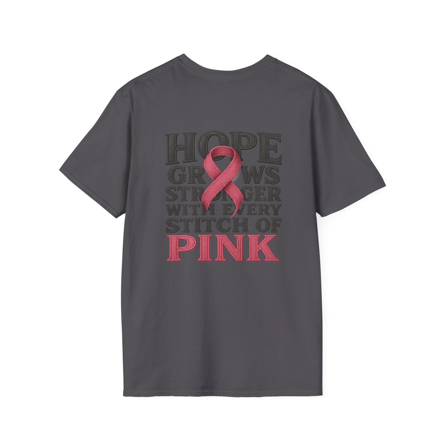 Hope Grows Stronger Unisex Softstyle T-Shirt, Breast Cancer Awareness Tee, Inspirational Shirt, Supportive Gift, Family and Friends