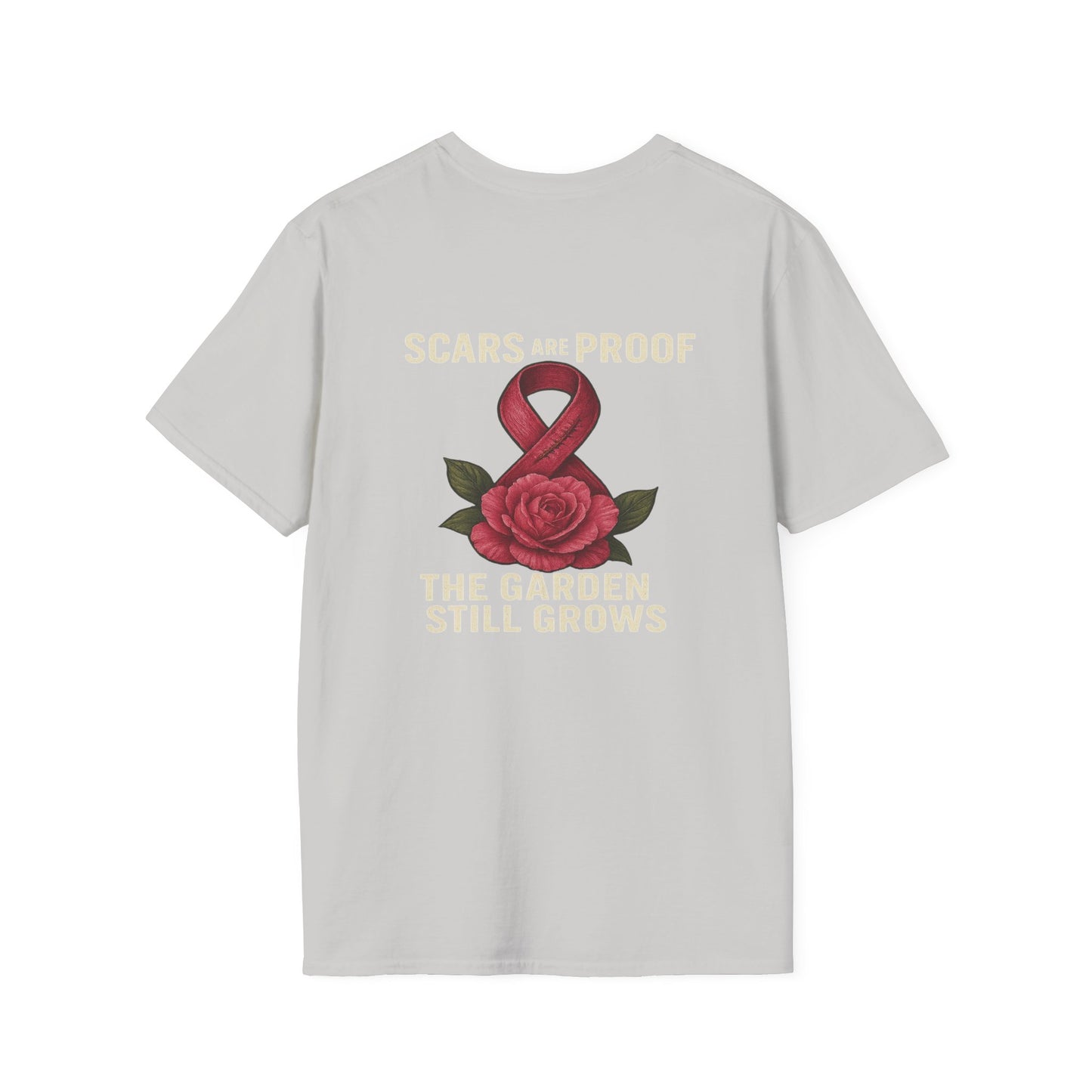 Inspirational Garden T-Shirt, Softstyle Tee, Motivational Shirt, Flower Print, Gift for Cancer Awareness, Supportive Apparel