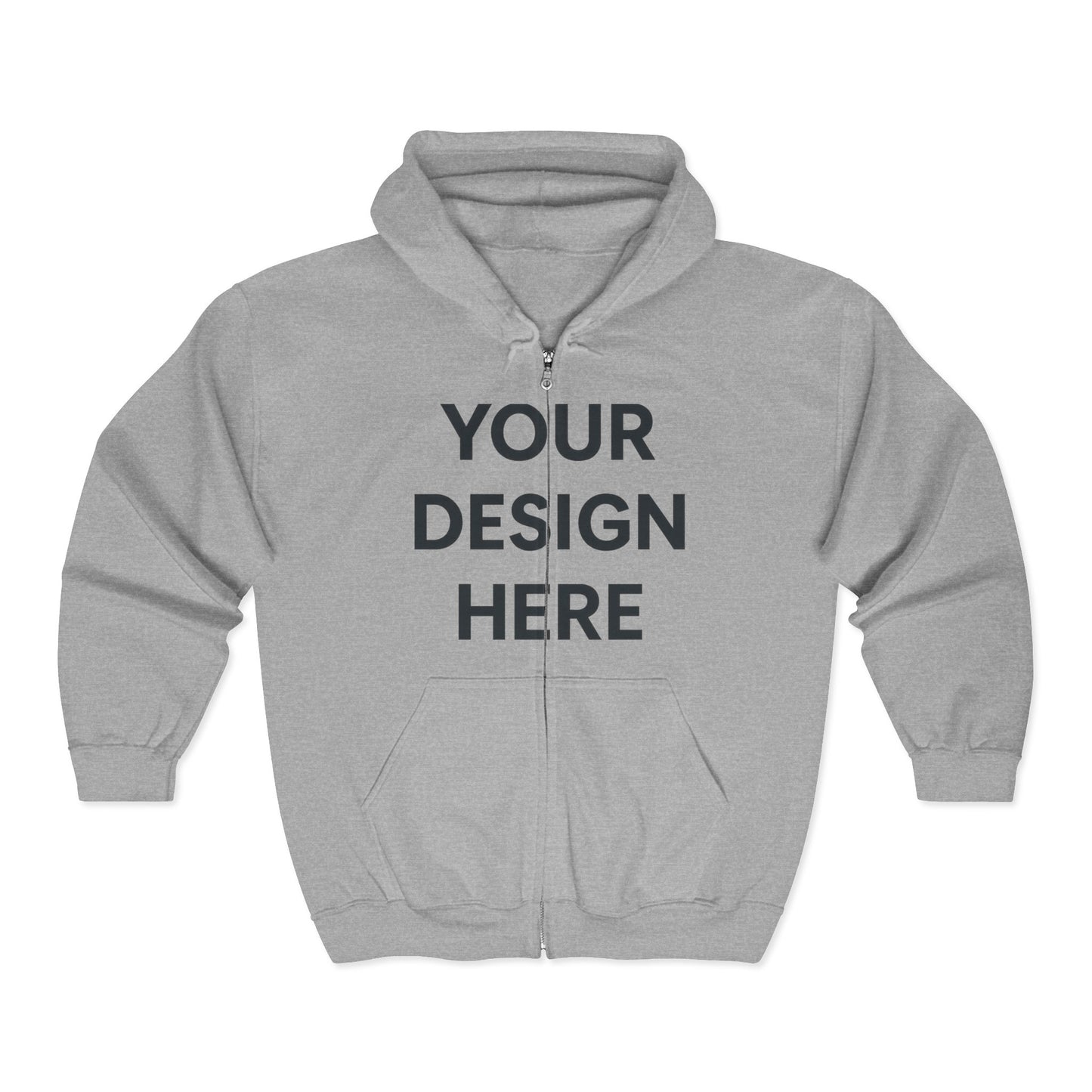 Custom Personalizable Gildan 18600 Heavy Blend Full-Zip Hooded Sweatshirt | Unisex Zip-Up Fleece Hoodie with Your Logo, Design, or Name | Soft Custom Apparel