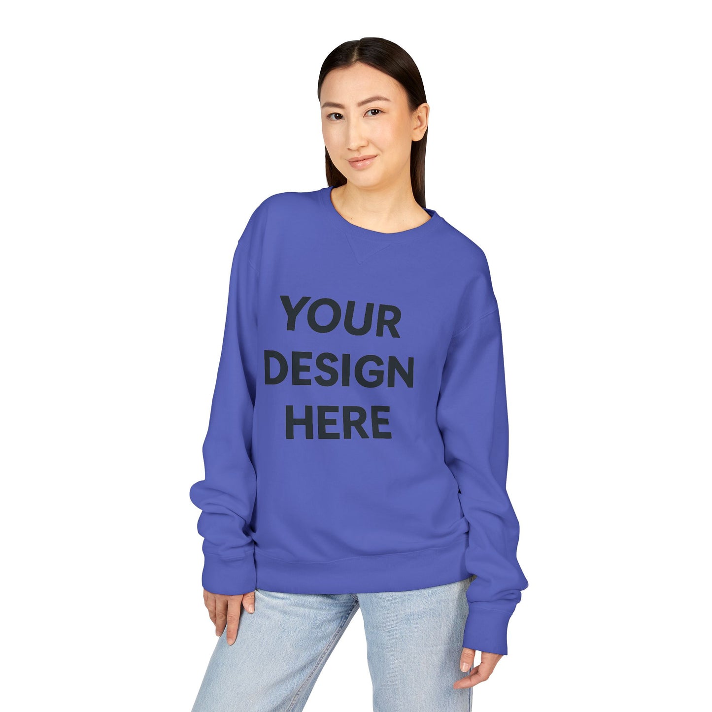 Custom Hanes GDH400 ComfortWash Crewneck Sweatshirt Personalized Garment-Dyed Fleece Pullover Vintage Soft Cotton Blend Custom Logo, Text, or Design