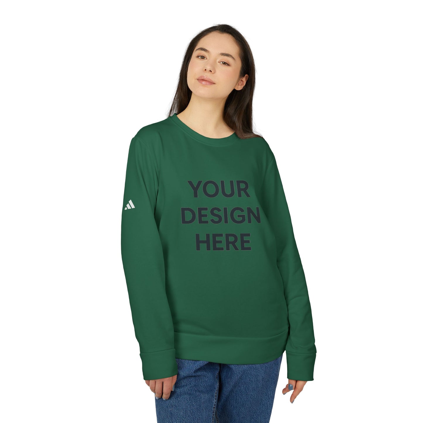 Custom Adidas Fleece Crewneck Sweatshirt Personalized Performance Pullover Soft Midweight Cotton-Poly Blend Custom Logo or Embroidery