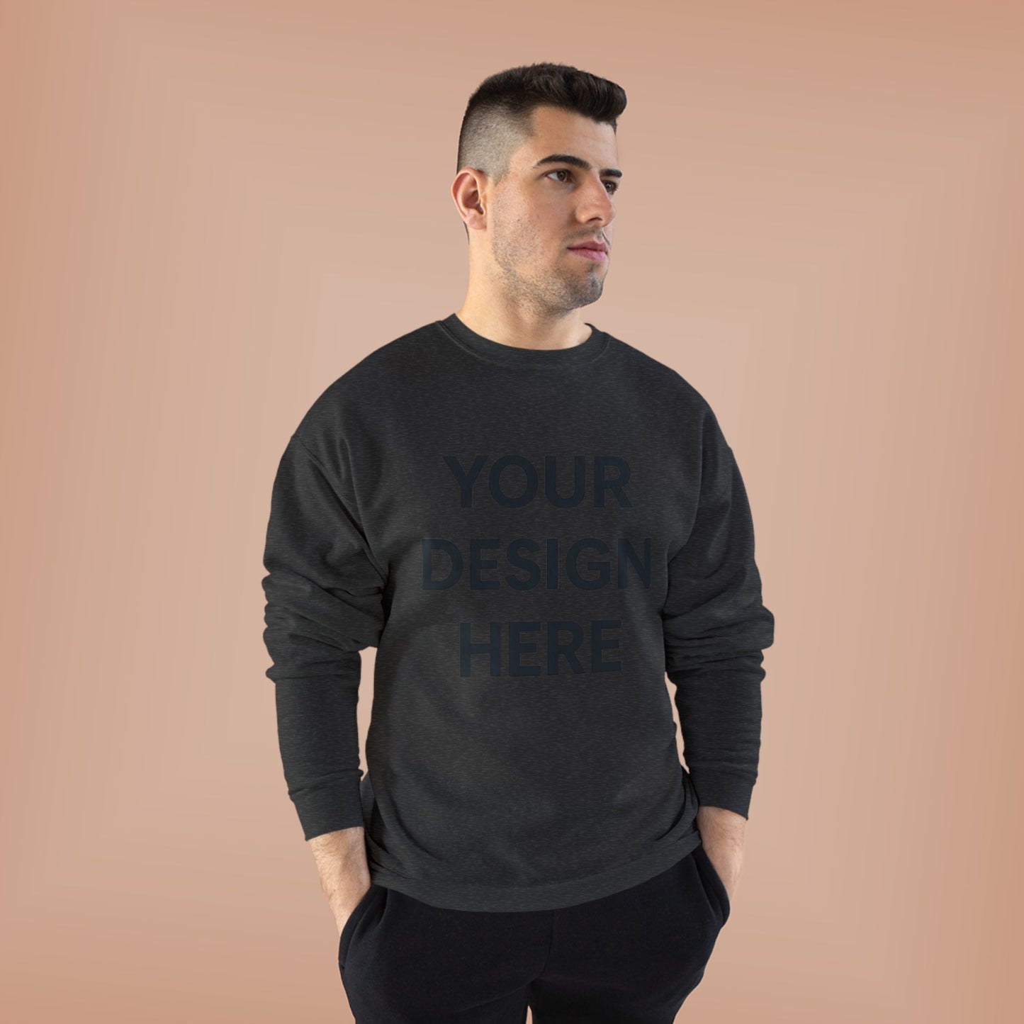 Custom Hanes P160 EcoSmart Crewneck Sweatshirt Personalized Eco-Friendly Fleece Pullover Sustainable Cotton-Poly Blend Custom Logo, Text, or Design