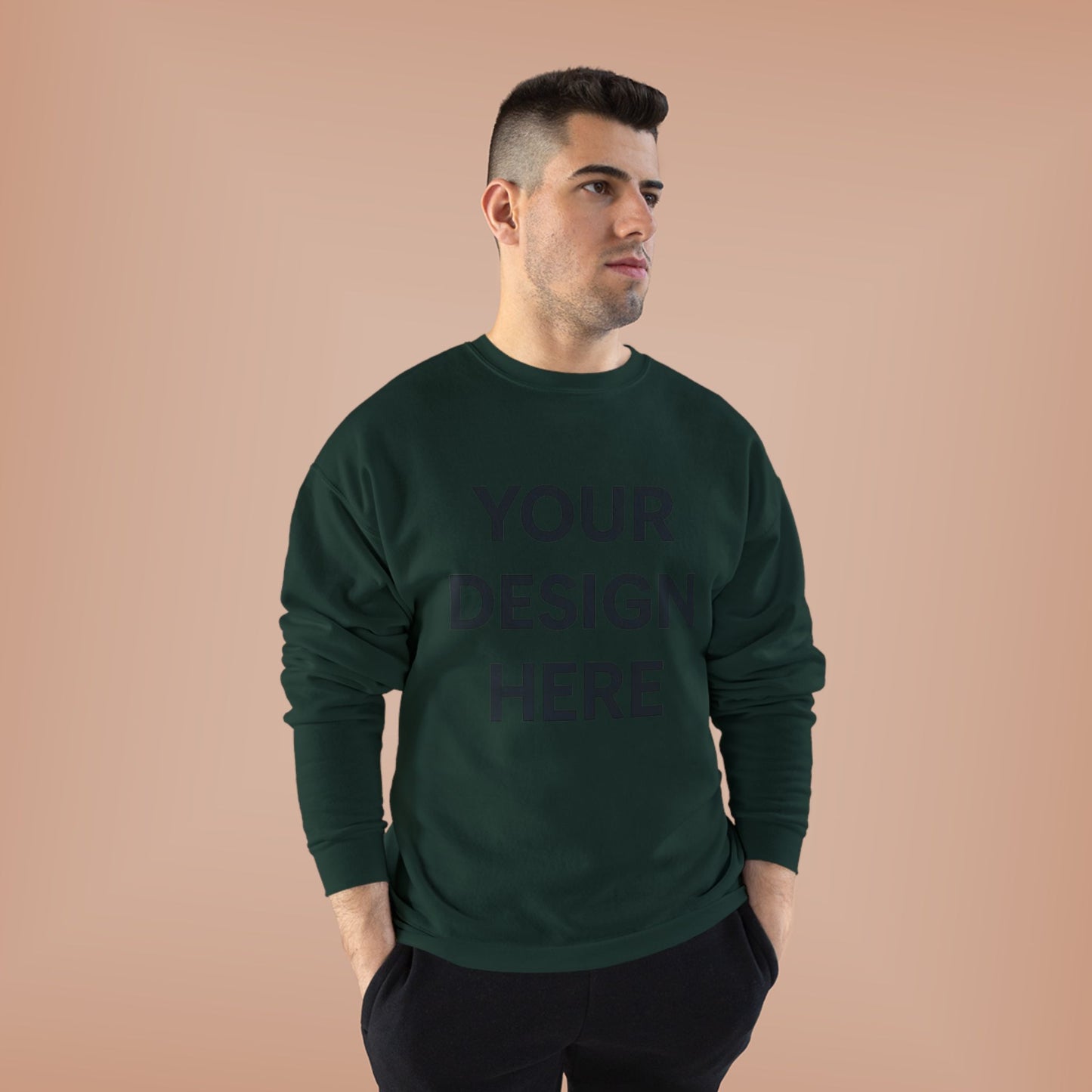 Custom Hanes P160 EcoSmart Crewneck Sweatshirt Personalized Eco-Friendly Fleece Pullover Sustainable Cotton-Poly Blend Custom Logo, Text, or Design
