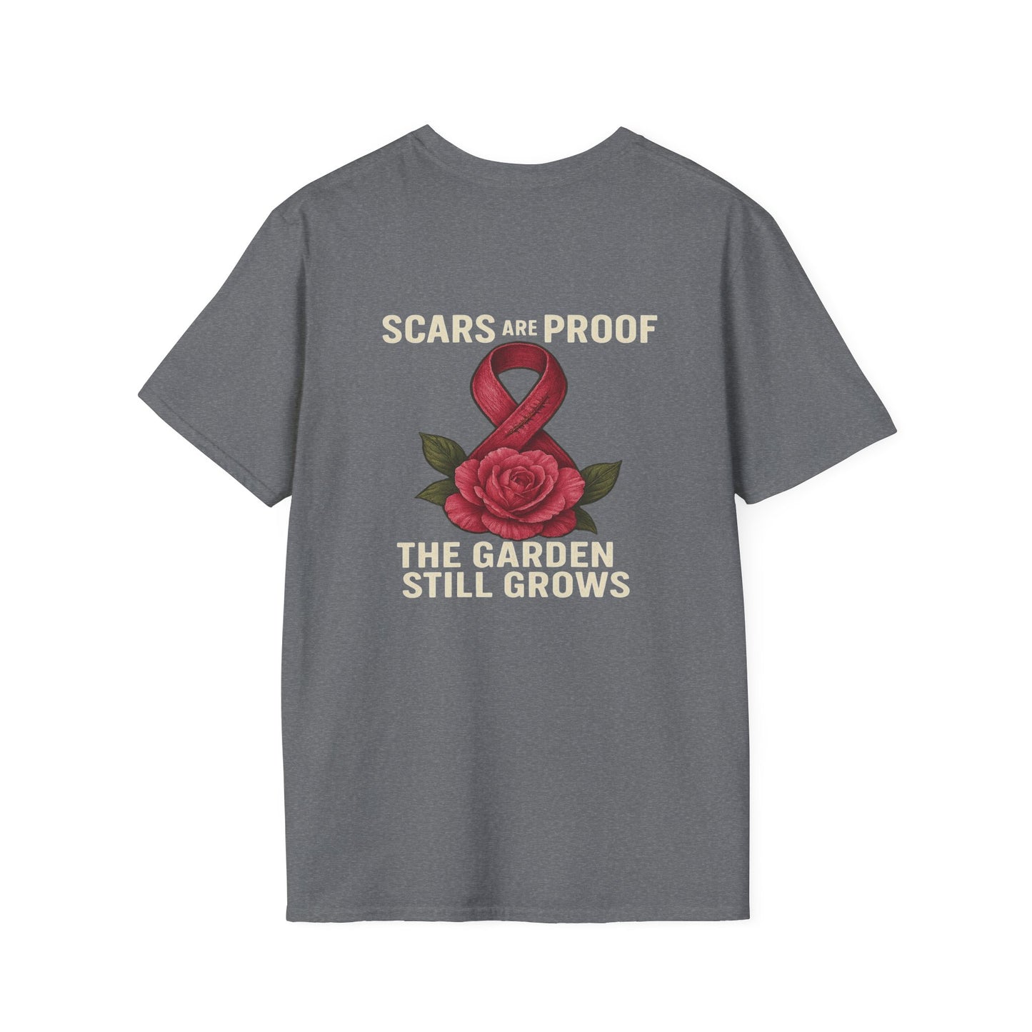 Inspirational Garden T-Shirt, Softstyle Tee, Motivational Shirt, Flower Print, Gift for Cancer Awareness, Supportive Apparel