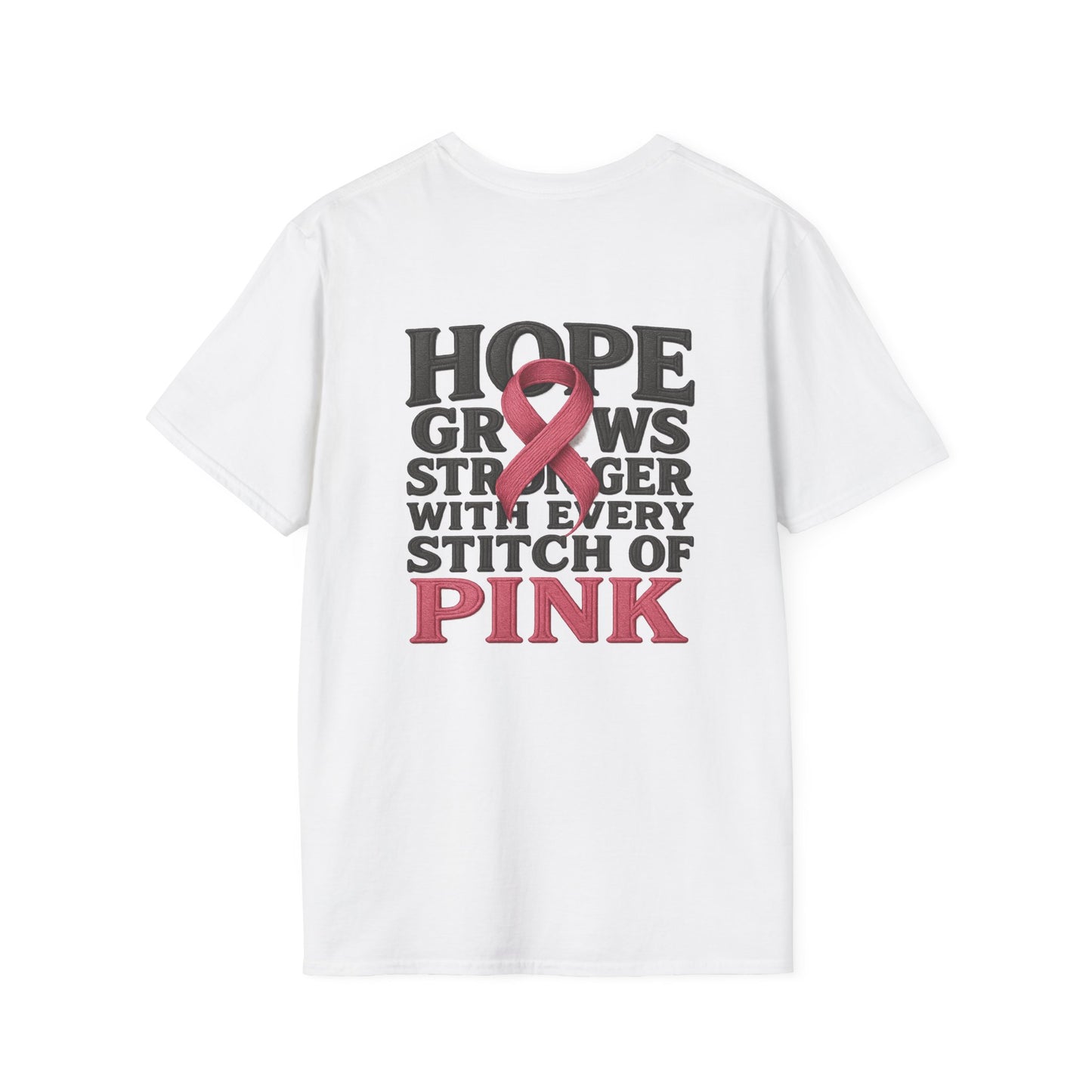 Hope Grows Stronger Unisex Softstyle T-Shirt, Breast Cancer Awareness Tee, Inspirational Shirt, Supportive Gift, Family and Friends