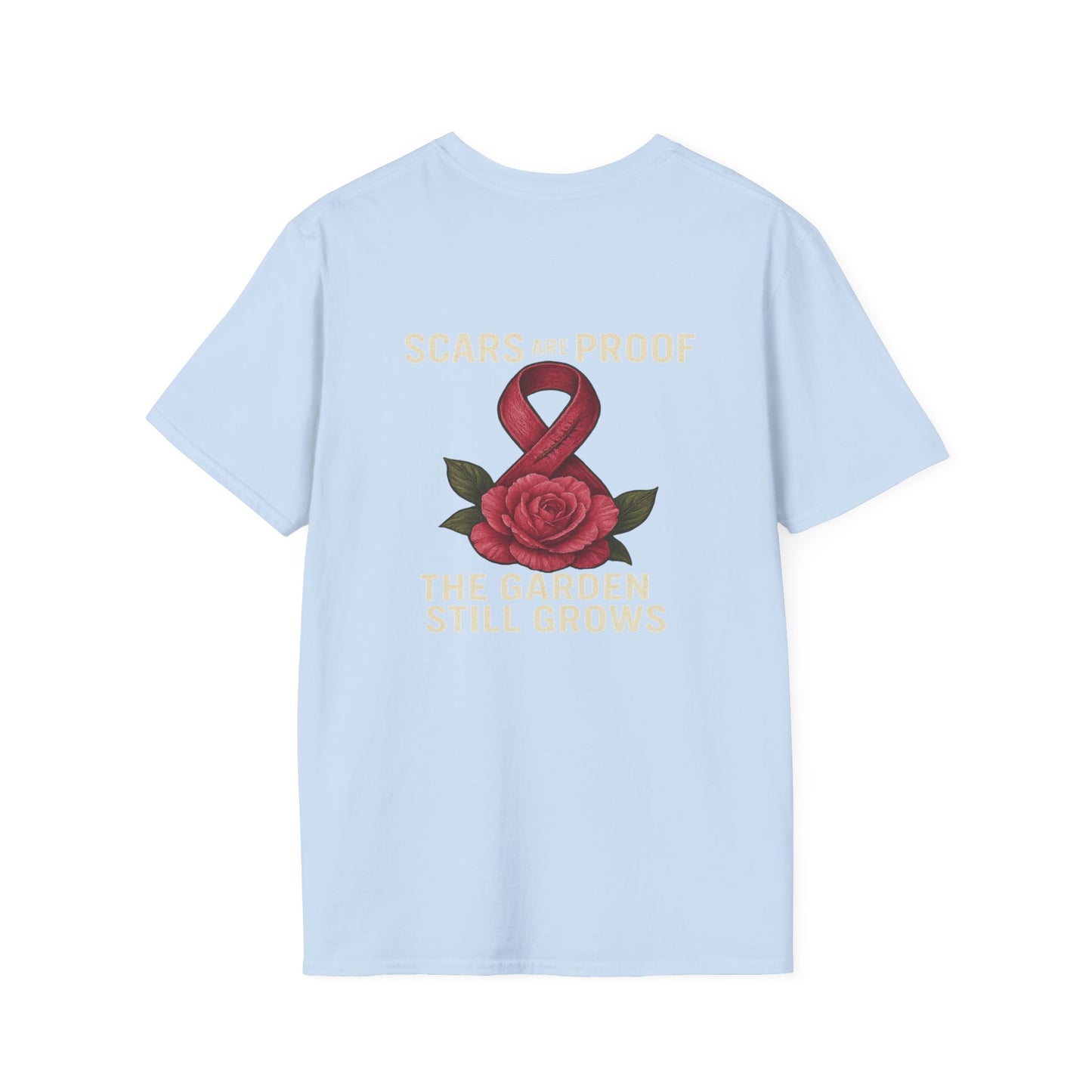 Inspirational Garden T-Shirt, Softstyle Tee, Motivational Shirt, Flower Print, Gift for Cancer Awareness, Supportive Apparel