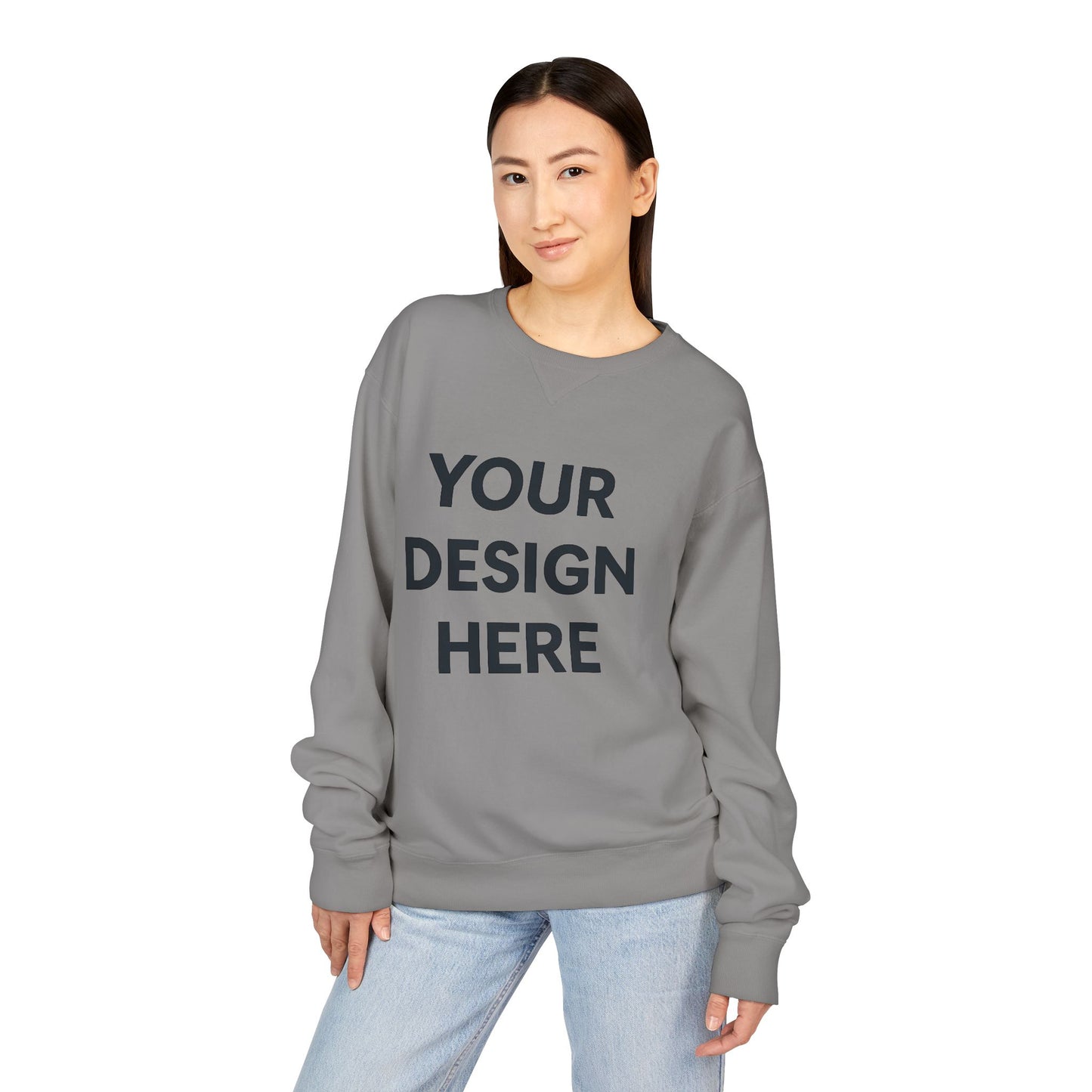 Custom Hanes GDH400 ComfortWash Crewneck Sweatshirt Personalized Garment-Dyed Fleece Pullover Vintage Soft Cotton Blend Custom Logo, Text, or Design