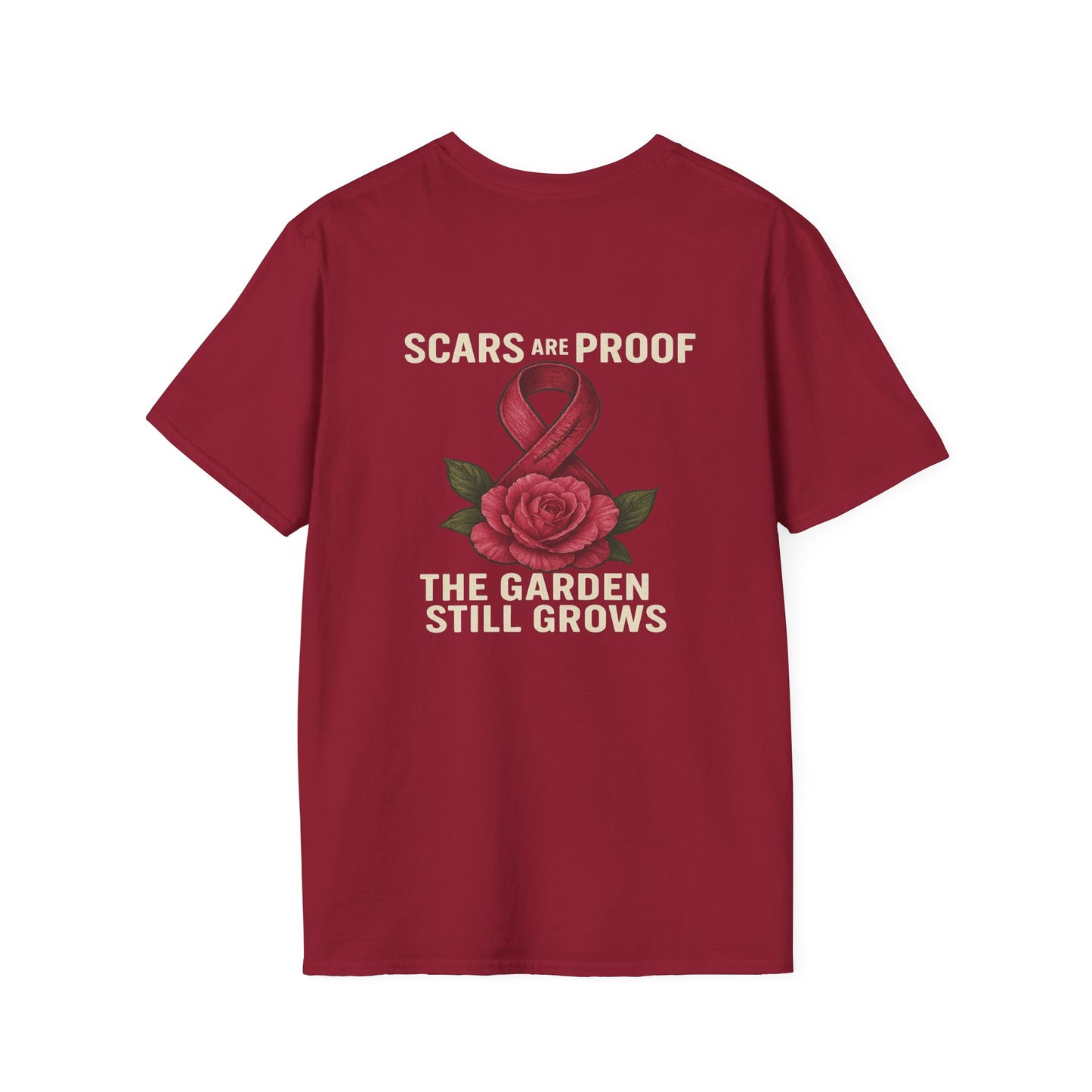 Inspirational Garden T-Shirt, Softstyle Tee, Motivational Shirt, Flower Print, Gift for Cancer Awareness, Supportive Apparel