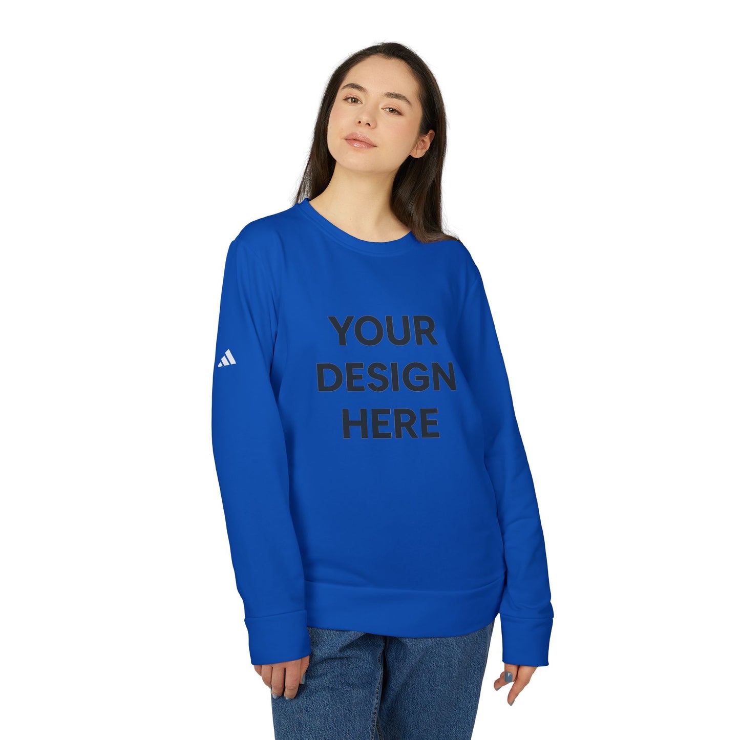 Custom Adidas Fleece Crewneck Sweatshirt Personalized Performance Pullover Soft Midweight Cotton-Poly Blend Custom Logo or Embroidery