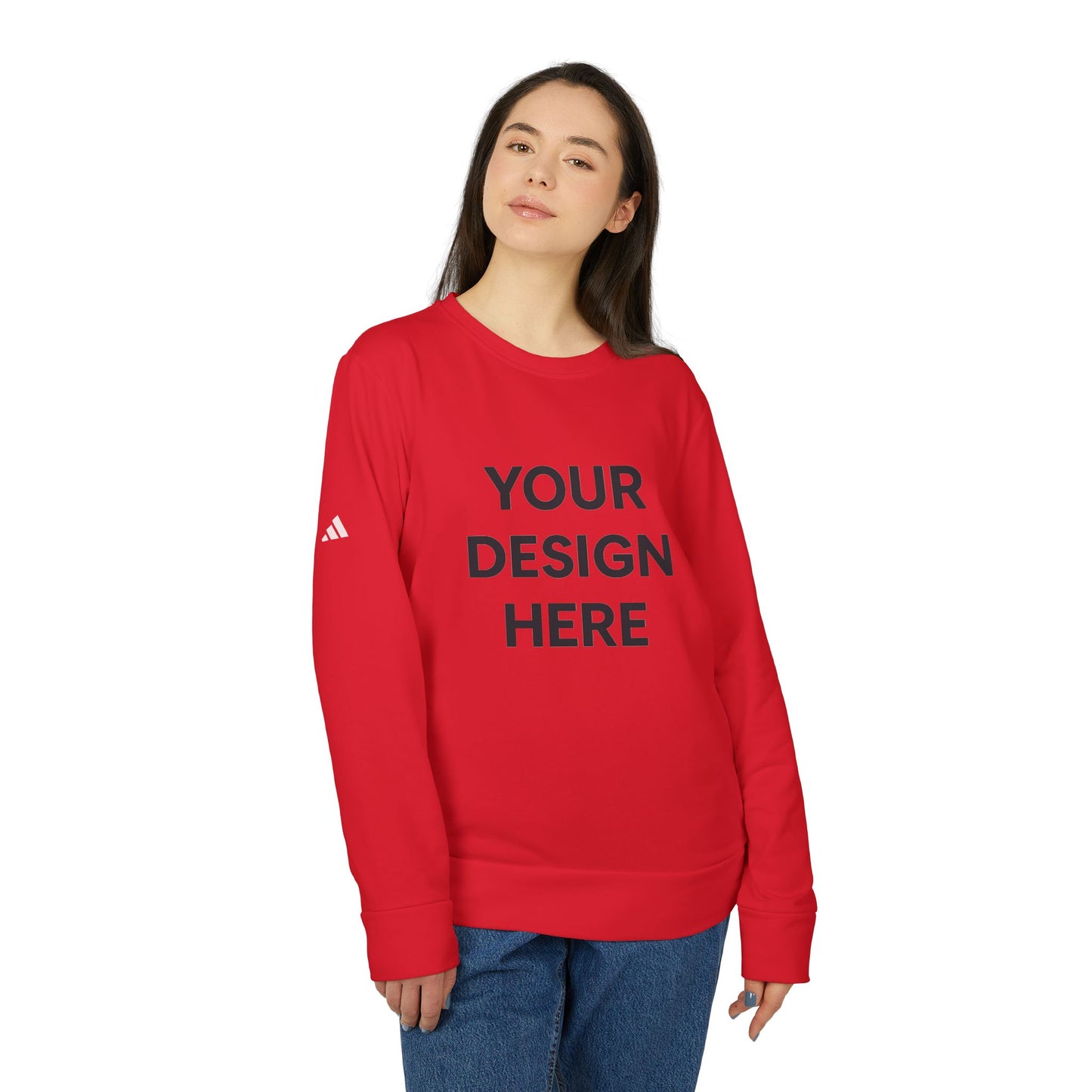 Custom Adidas Fleece Crewneck Sweatshirt Personalized Performance Pullover Soft Midweight Cotton-Poly Blend Custom Logo or Embroidery
