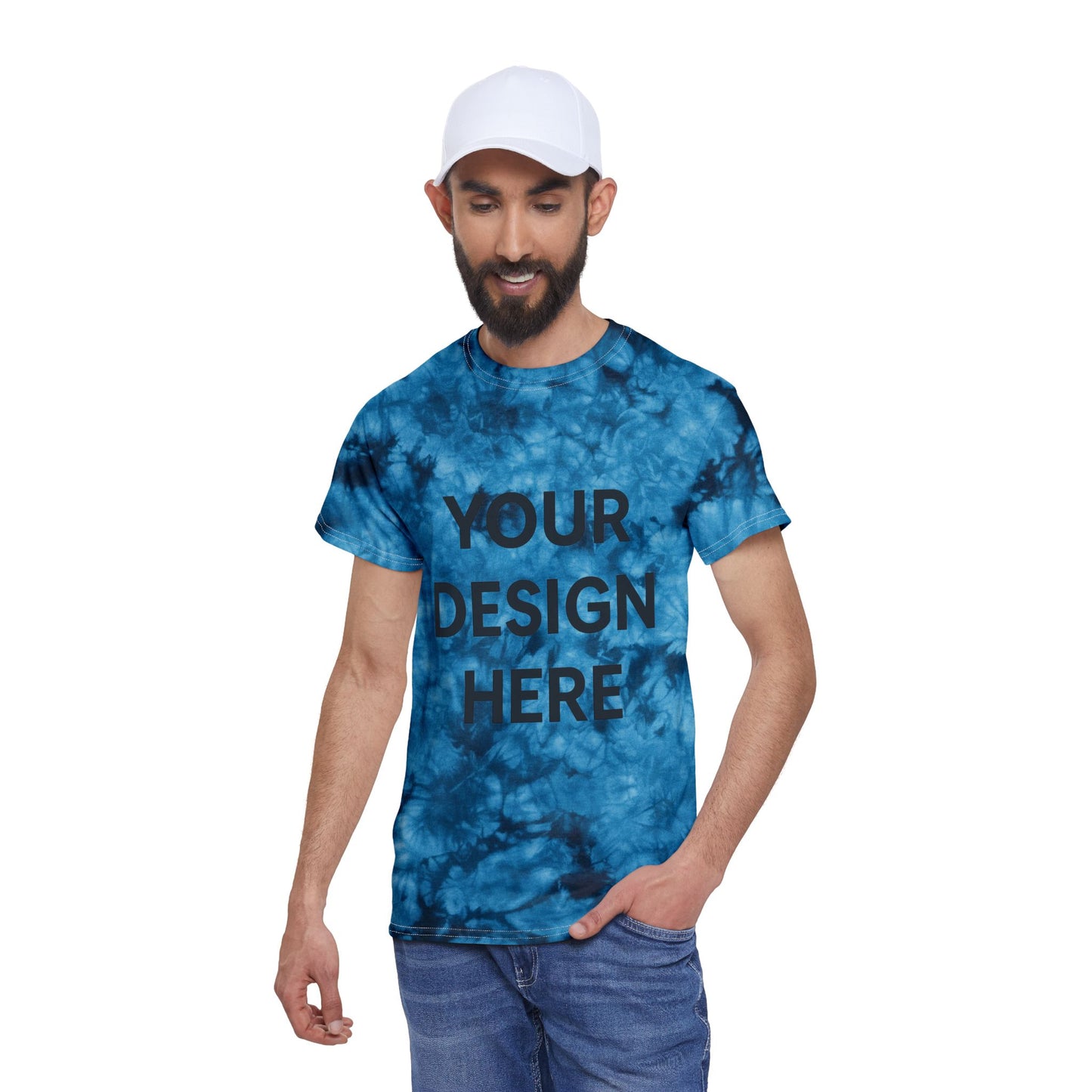 Custom Gildan 5000 Crystal Tie-Dye T-Shirt Personalized Heavy Cotton Tee Ice-Wash Marble Effect Design Custom Logo, Text, or Artwork