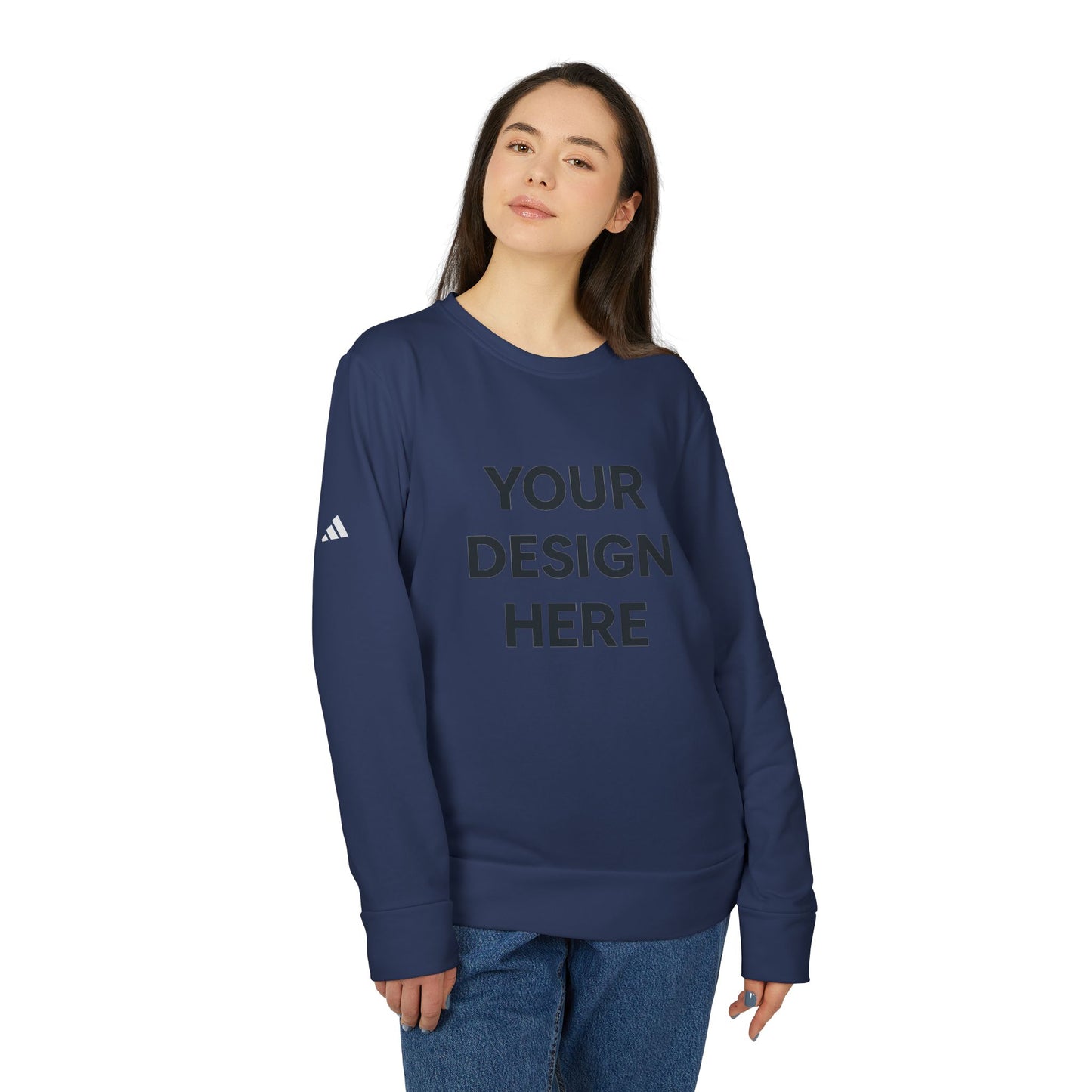 Custom Adidas Fleece Crewneck Sweatshirt Personalized Performance Pullover Soft Midweight Cotton-Poly Blend Custom Logo or Embroidery
