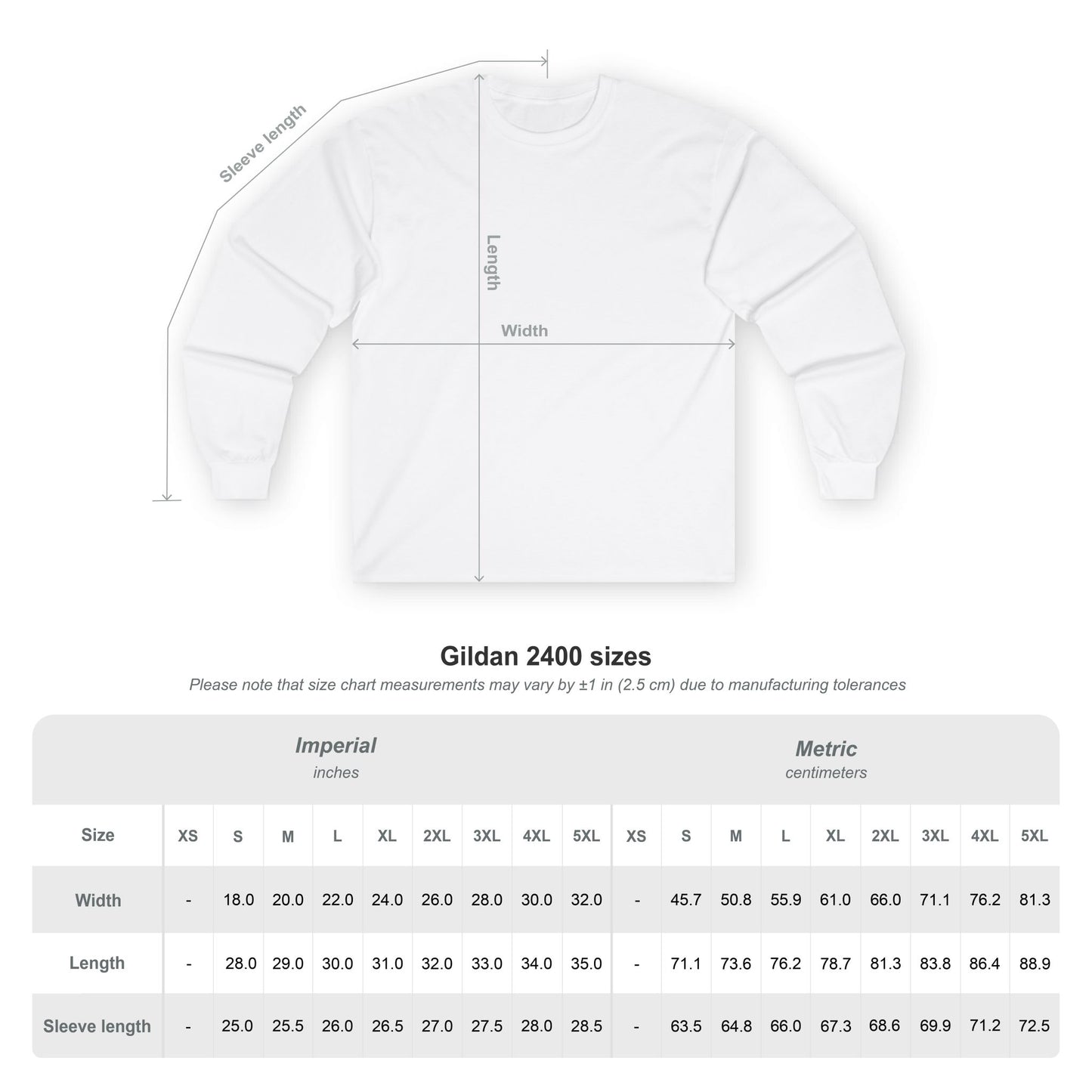 Custom Gildan 2400 Ultra Cotton Long Sleeve T-Shirt Personalized Heavyweight Tee Custom Logo, Text, or Design Unisex Durable Cotton Shirt