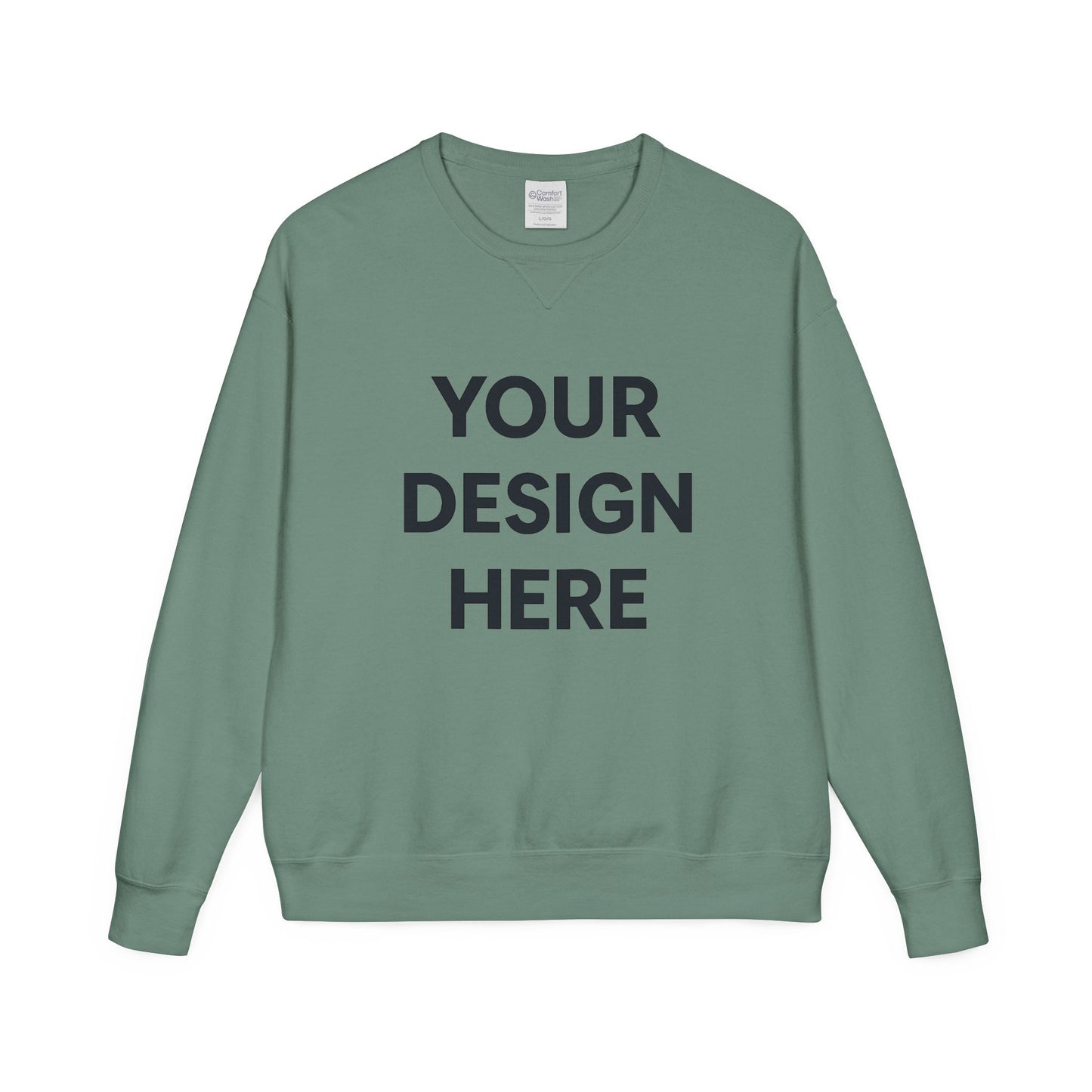 Custom Hanes GDH400 ComfortWash Crewneck Sweatshirt Personalized Garment-Dyed Fleece Pullover Vintage Soft Cotton Blend Custom Logo, Text, or Design