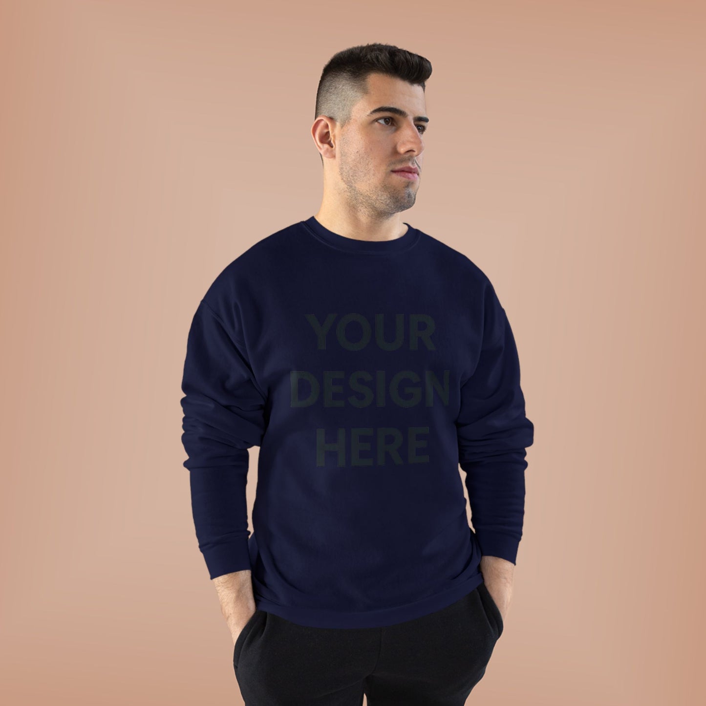 Custom Hanes P160 EcoSmart Crewneck Sweatshirt Personalized Eco-Friendly Fleece Pullover Sustainable Cotton-Poly Blend Custom Logo, Text, or Design