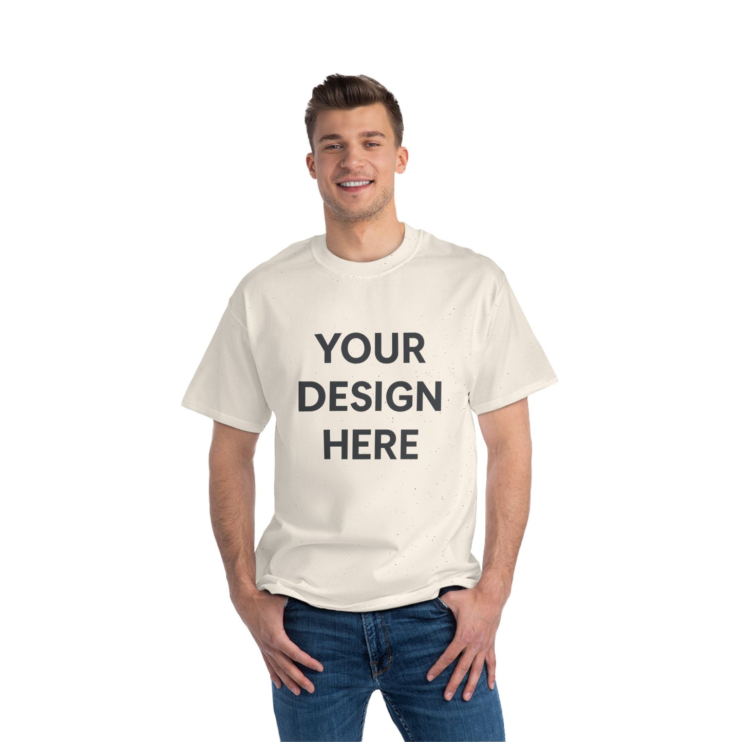 Custom Hanes 5180 Beefy-T Shirt Personalized Heavyweight Cotton Tee Premium Short Sleeve T-Shirt with Custom Logo, Text, or Design