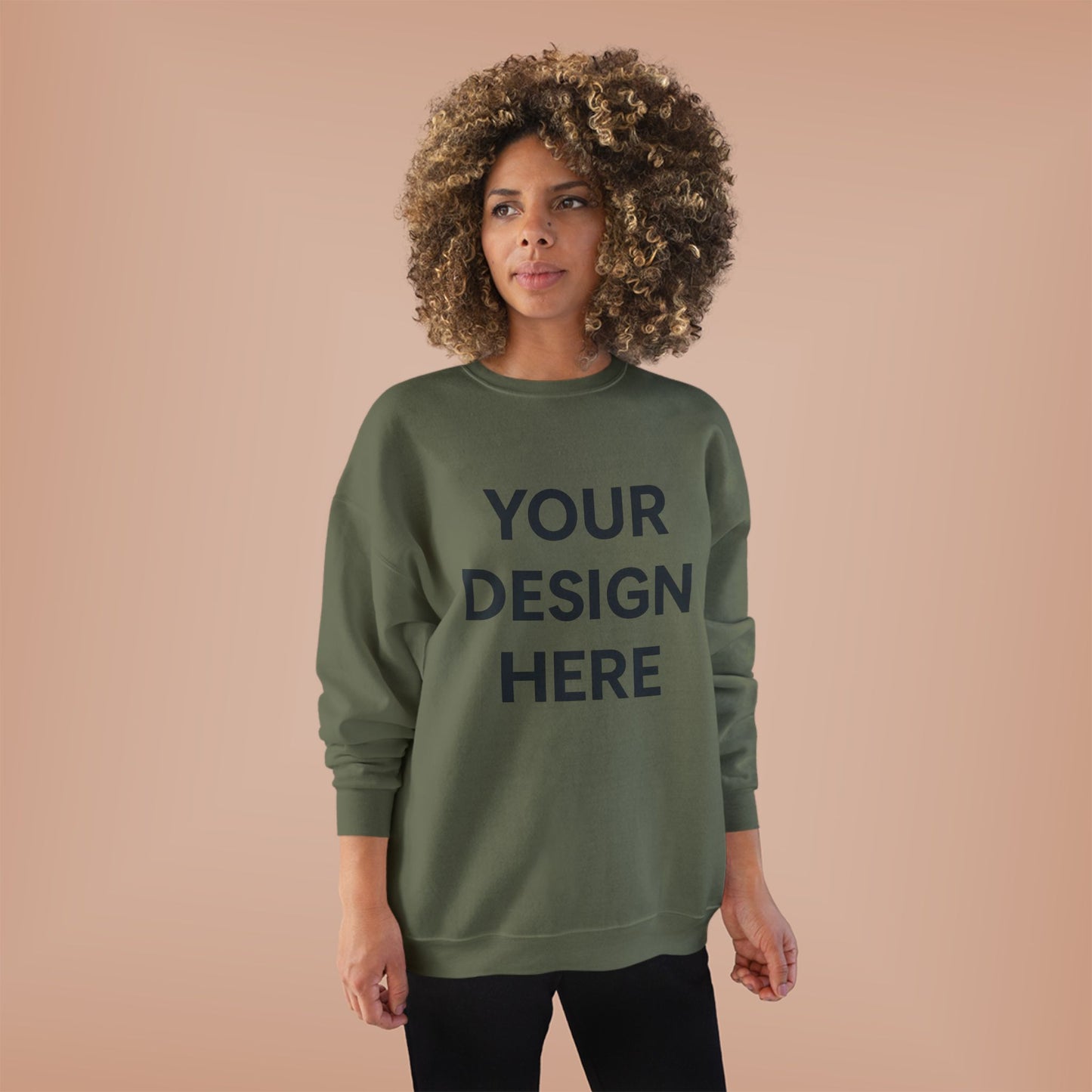 Custom Hanes P160 EcoSmart Crewneck Sweatshirt Personalized Eco-Friendly Fleece Pullover Sustainable Cotton-Poly Blend Custom Logo, Text, or Design
