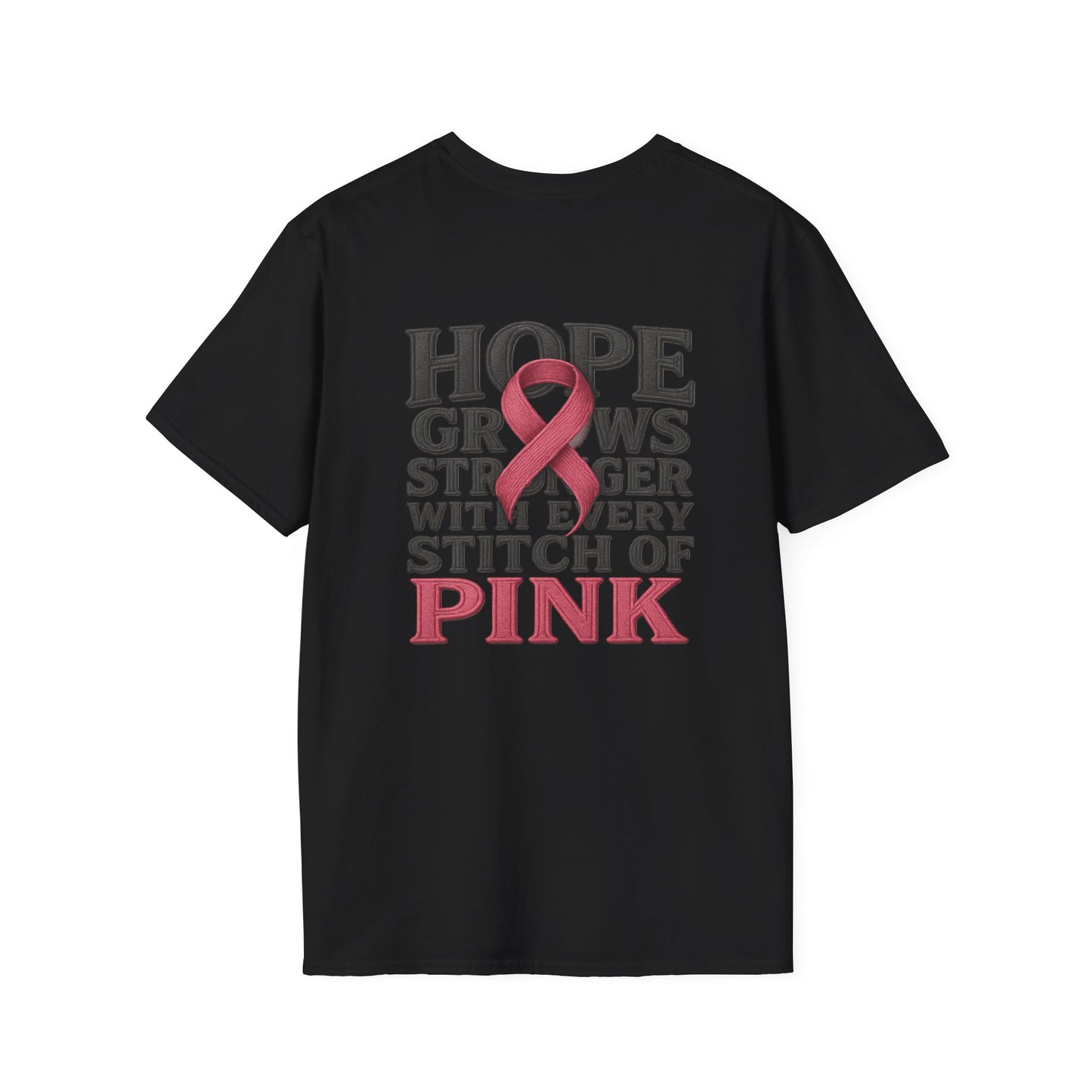 Hope Grows Stronger Unisex Softstyle T-Shirt, Breast Cancer Awareness Tee, Inspirational Shirt, Supportive Gift, Family and Friends