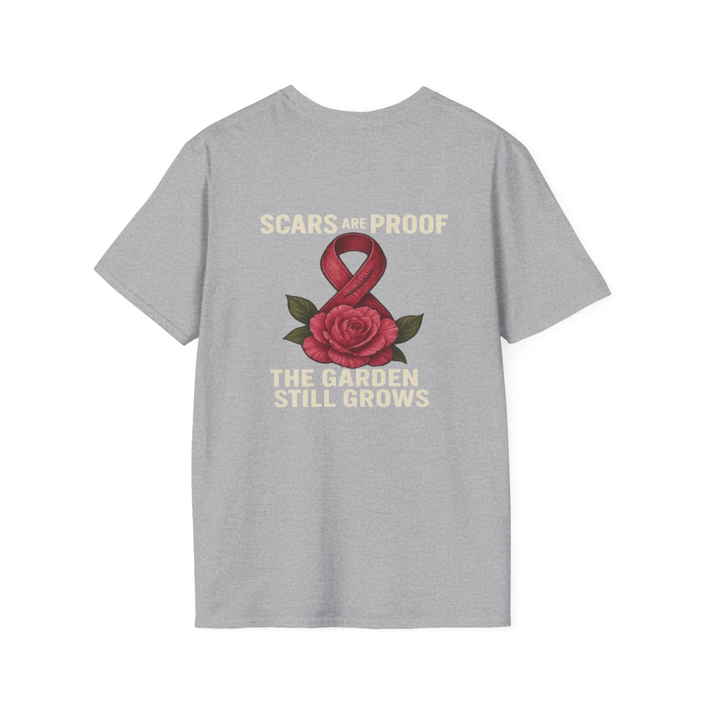 Inspirational Garden T-Shirt, Softstyle Tee, Motivational Shirt, Flower Print, Gift for Cancer Awareness, Supportive Apparel