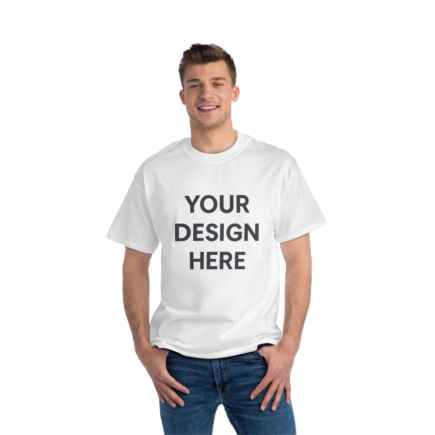Custom Hanes 5180 Beefy-T Shirt Personalized Heavyweight Cotton Tee Premium Short Sleeve T-Shirt with Custom Logo, Text, or Design
