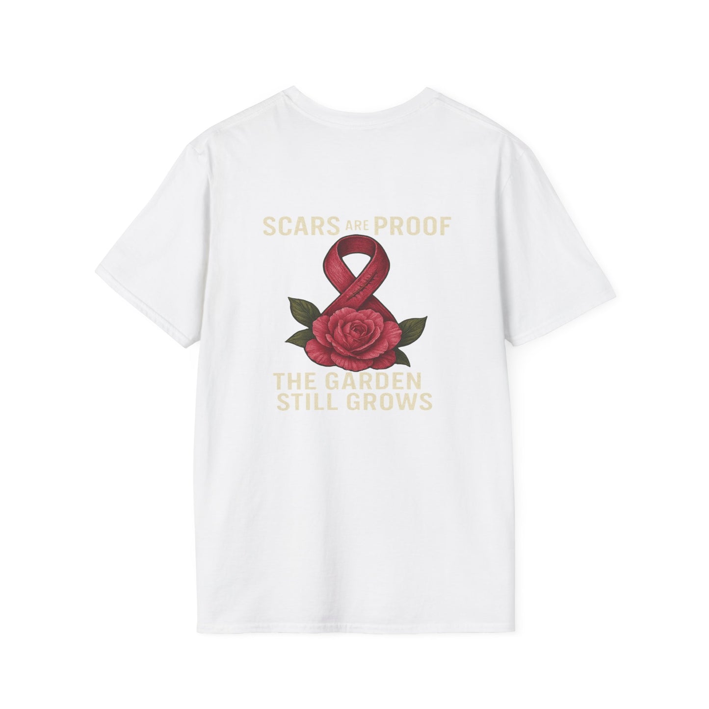 Inspirational Garden T-Shirt, Softstyle Tee, Motivational Shirt, Flower Print, Gift for Cancer Awareness, Supportive Apparel