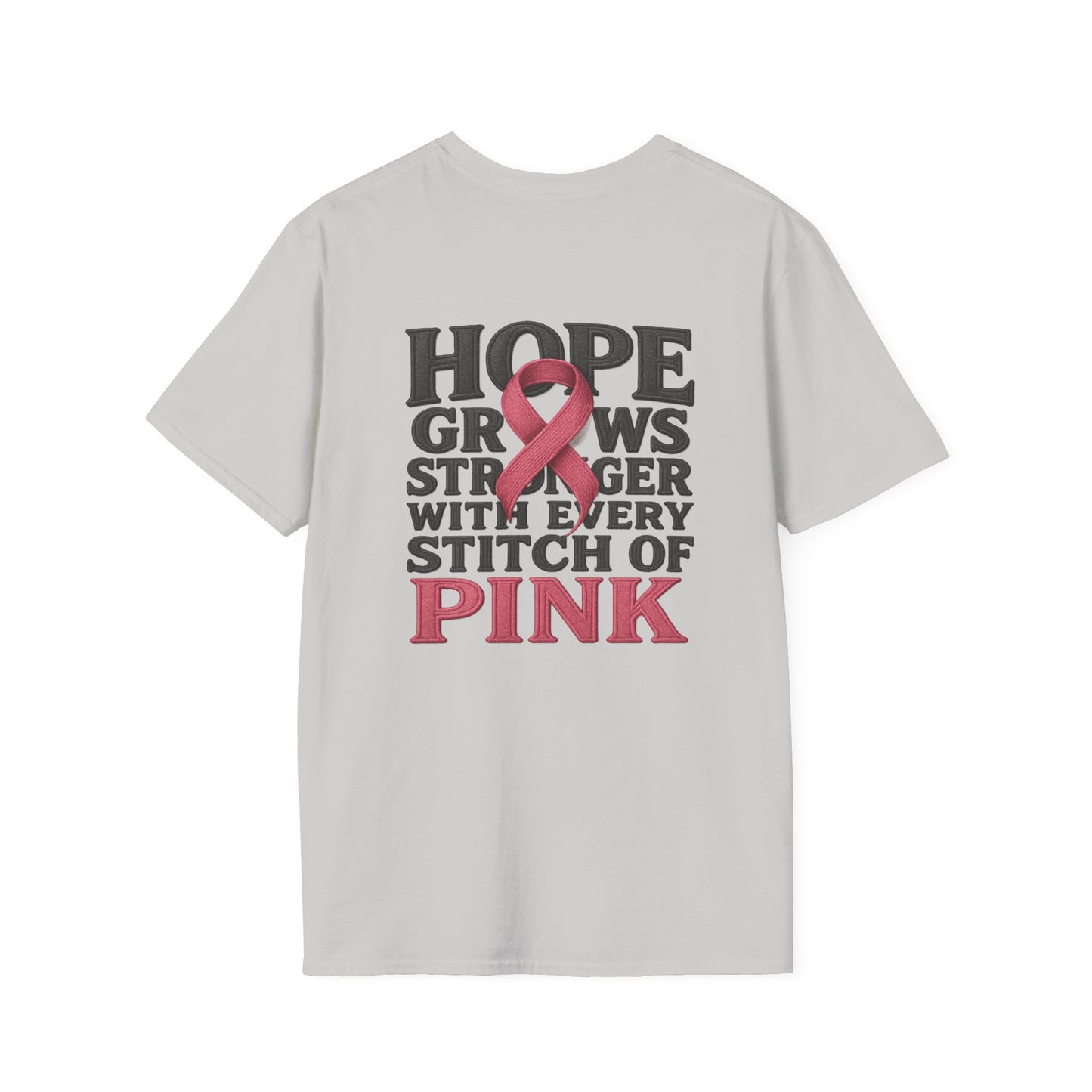 Hope Grows Stronger Unisex Softstyle T-Shirt, Breast Cancer Awareness Tee, Inspirational Shirt, Supportive Gift, Family and Friends
