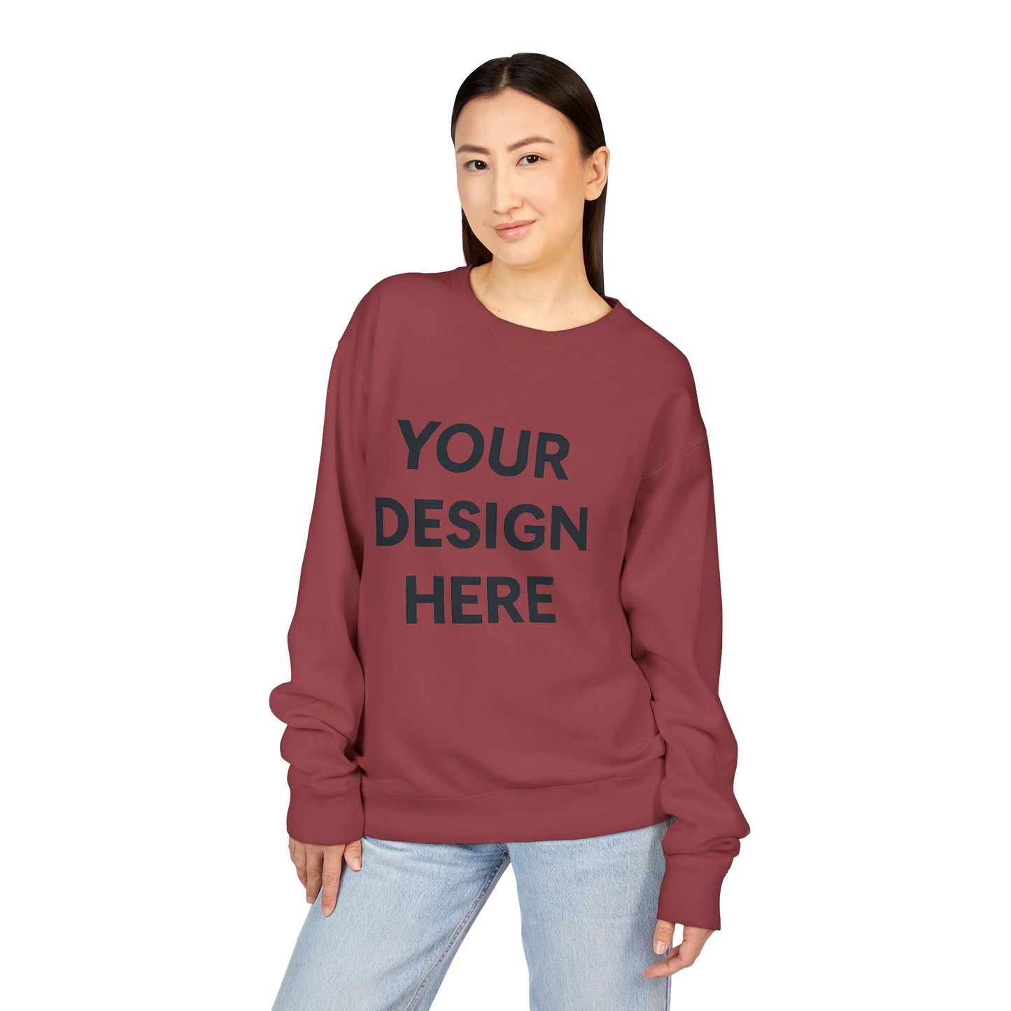 Custom Hanes GDH400 ComfortWash Crewneck Sweatshirt Personalized Garment-Dyed Fleece Pullover Vintage Soft Cotton Blend Custom Logo, Text, or Design