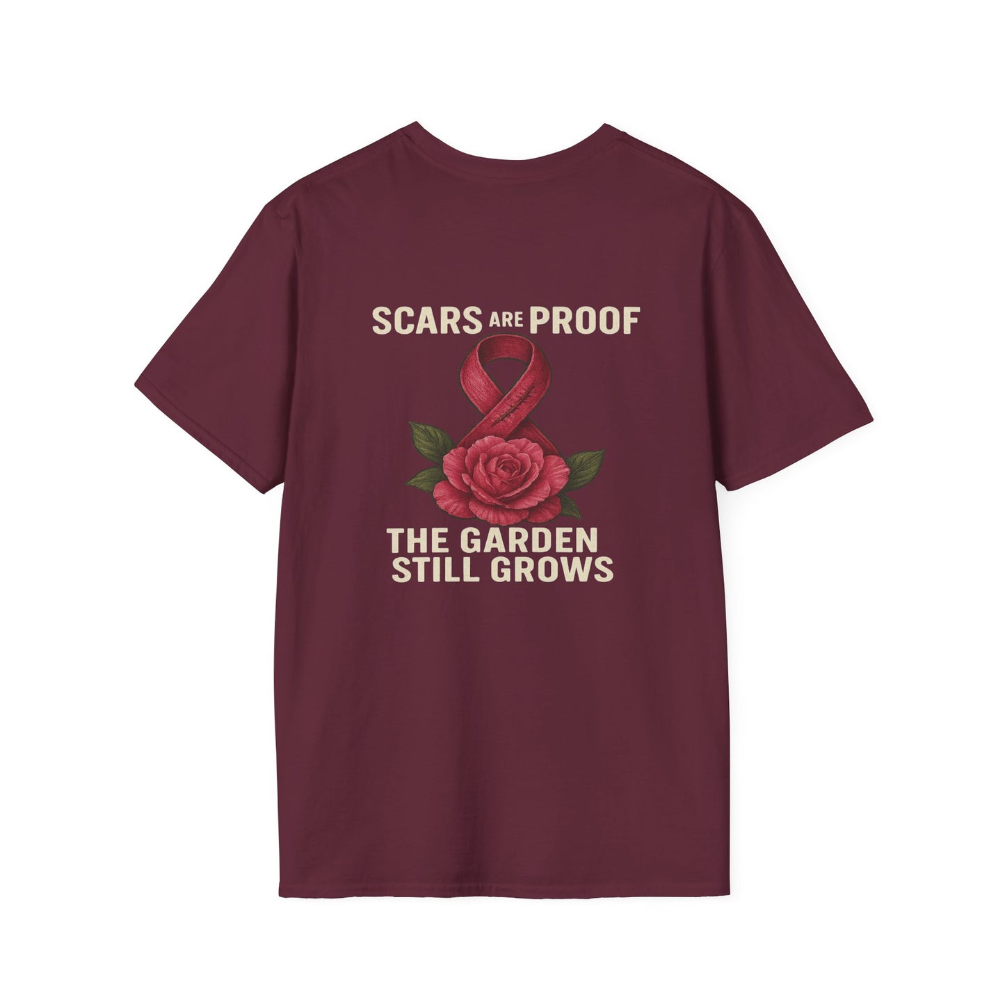 Inspirational Garden T-Shirt, Softstyle Tee, Motivational Shirt, Flower Print, Gift for Cancer Awareness, Supportive Apparel