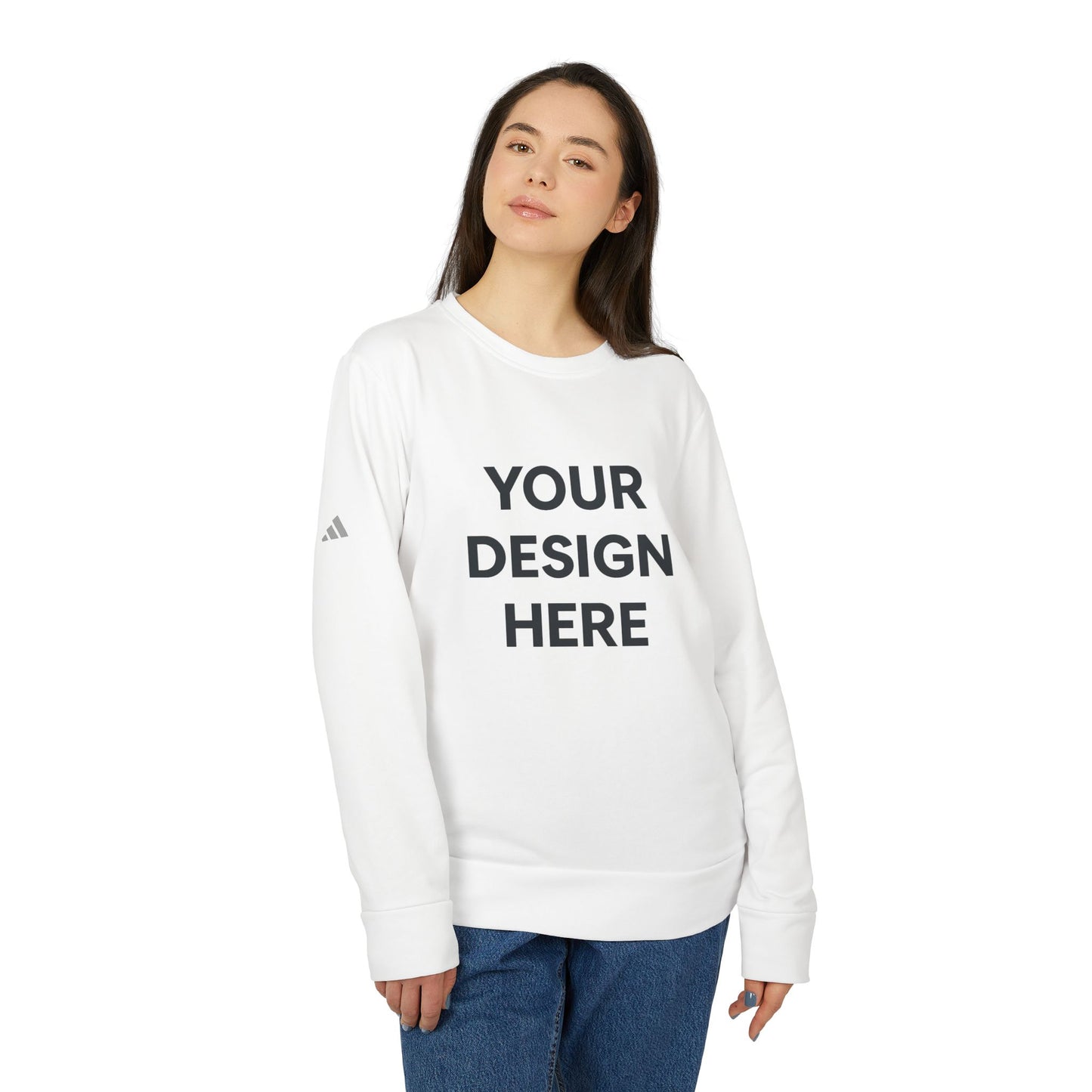 Custom Adidas Fleece Crewneck Sweatshirt Personalized Performance Pullover Soft Midweight Cotton-Poly Blend Custom Logo or Embroidery