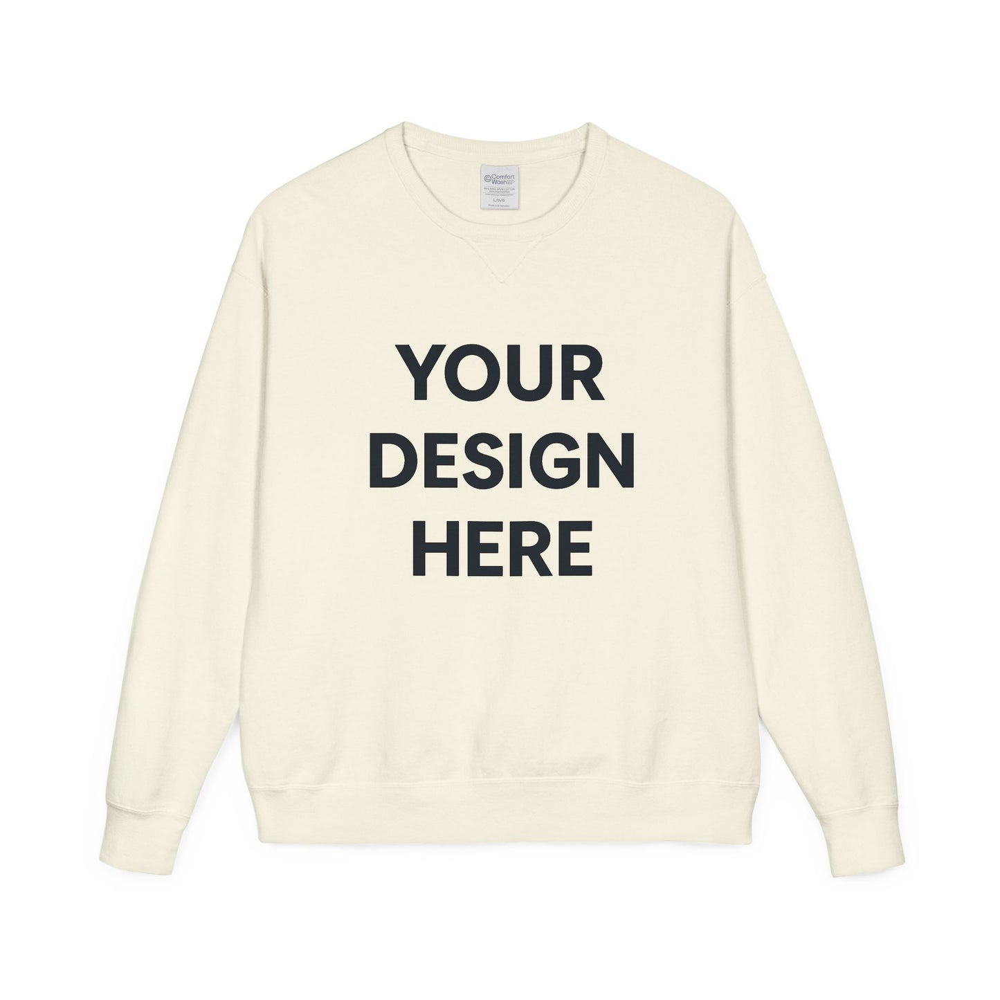 Custom Hanes GDH400 ComfortWash Crewneck Sweatshirt Personalized Garment-Dyed Fleece Pullover Vintage Soft Cotton Blend Custom Logo, Text, or Design