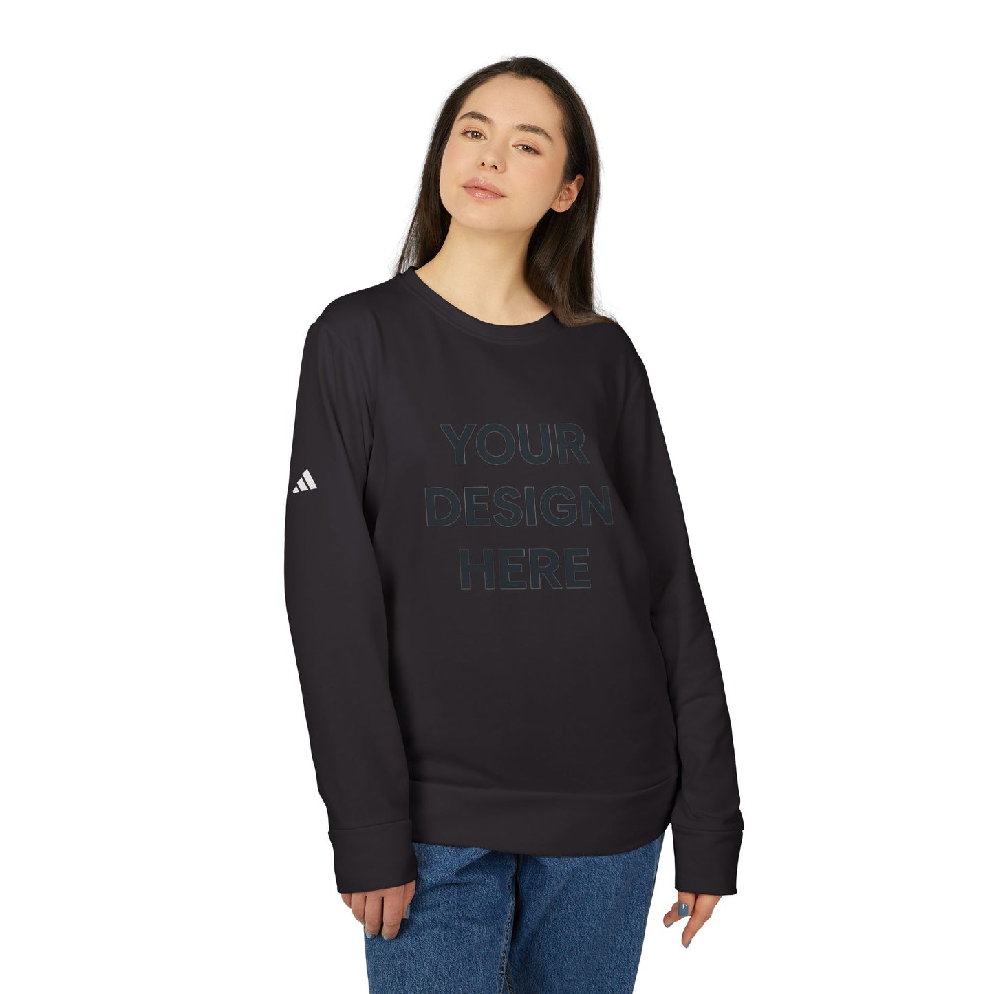 Custom Adidas Fleece Crewneck Sweatshirt Personalized Performance Pullover Soft Midweight Cotton-Poly Blend Custom Logo or Embroidery