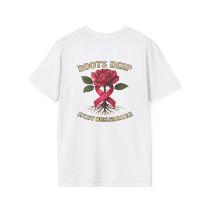 Roots Deep Unisex Softstyle T-Shirt - Inspirational Awareness Tee, Gift for Support, Motivational Shirt, Casual Wear, Fundraising Apparel