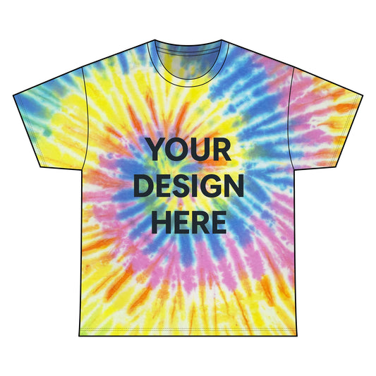 Custom Gildan 5000 Tie-Dye T-Shirt Personalized Heavy Cotton Tee Vibrant Swirl Design Custom Logo, Text, or Artwork Unisex Retro Shirt