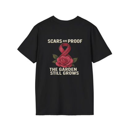 Inspirational Garden T-Shirt, Softstyle Tee, Motivational Shirt, Flower Print, Gift for Cancer Awareness, Supportive Apparel