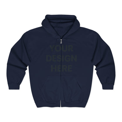 Custom Personalizable Gildan 18600 Heavy Blend Full-Zip Hooded Sweatshirt | Unisex Zip-Up Fleece Hoodie with Your Logo, Design, or Name | Soft Custom Apparel