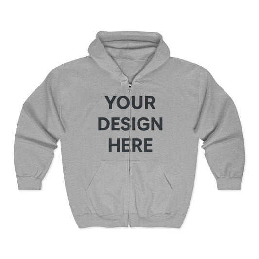 Custom Personalizable Gildan 18600 Heavy Blend Full-Zip Hooded Sweatshirt | Unisex Zip-Up Fleece Hoodie with Your Logo, Design, or Name | Soft Custom Apparel