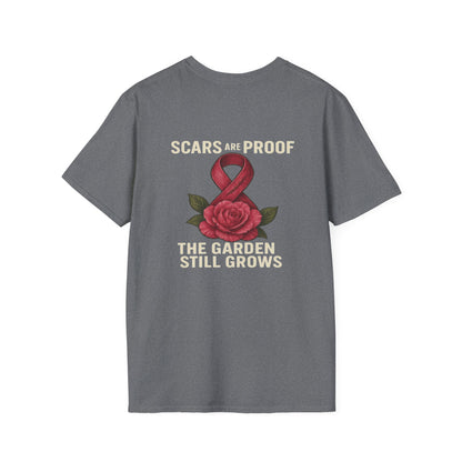 Inspirational Garden T-Shirt, Softstyle Tee, Motivational Shirt, Flower Print, Gift for Cancer Awareness, Supportive Apparel