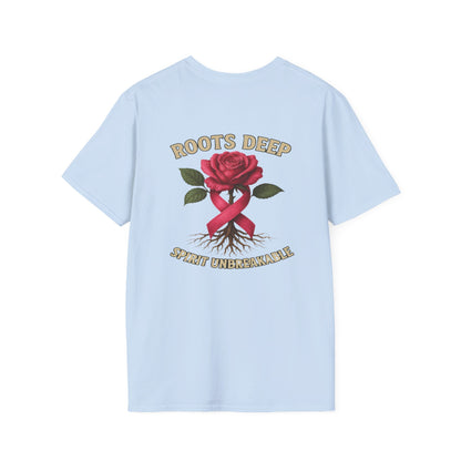 Roots Deep Unisex Softstyle T-Shirt - Inspirational Awareness Tee, Gift for Support, Motivational Shirt, Casual Wear, Fundraising Apparel