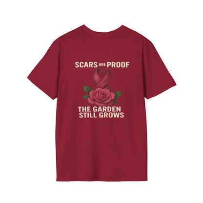 Inspirational Garden T-Shirt, Softstyle Tee, Motivational Shirt, Flower Print, Gift for Cancer Awareness, Supportive Apparel