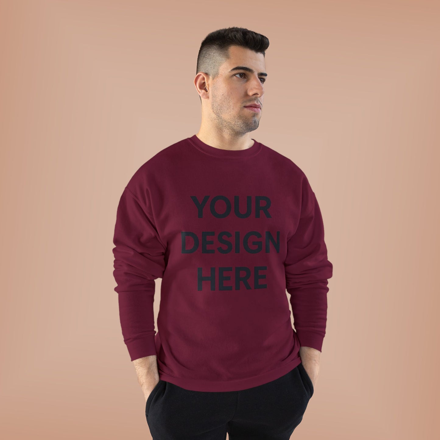 Custom Hanes P160 EcoSmart Crewneck Sweatshirt Personalized Eco-Friendly Fleece Pullover Sustainable Cotton-Poly Blend Custom Logo, Text, or Design