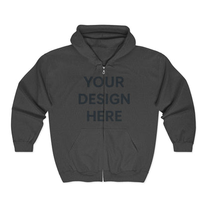 Custom Personalizable Gildan 18600 Heavy Blend Full-Zip Hooded Sweatshirt | Unisex Zip-Up Fleece Hoodie with Your Logo, Design, or Name | Soft Custom Apparel