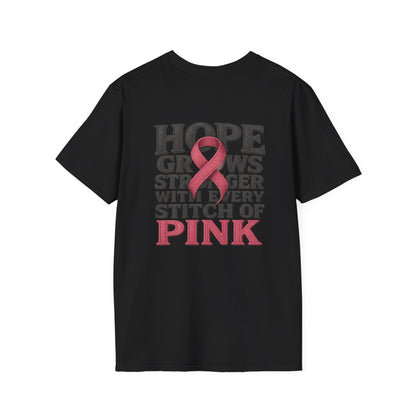 Hope Grows Stronger Unisex Softstyle T-Shirt, Breast Cancer Awareness Tee, Inspirational Shirt, Supportive Gift, Family and Friends
