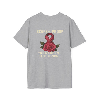 Inspirational Garden T-Shirt, Softstyle Tee, Motivational Shirt, Flower Print, Gift for Cancer Awareness, Supportive Apparel