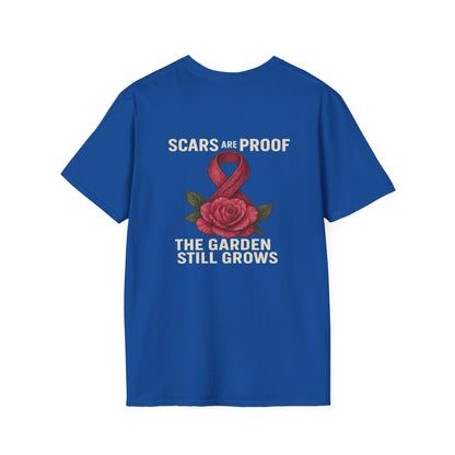 Inspirational Garden T-Shirt, Softstyle Tee, Motivational Shirt, Flower Print, Gift for Cancer Awareness, Supportive Apparel