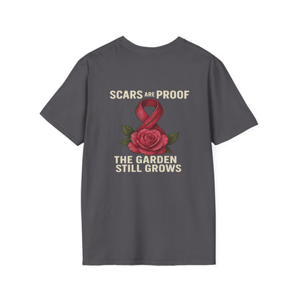 Inspirational Garden T-Shirt, Softstyle Tee, Motivational Shirt, Flower Print, Gift for Cancer Awareness, Supportive Apparel